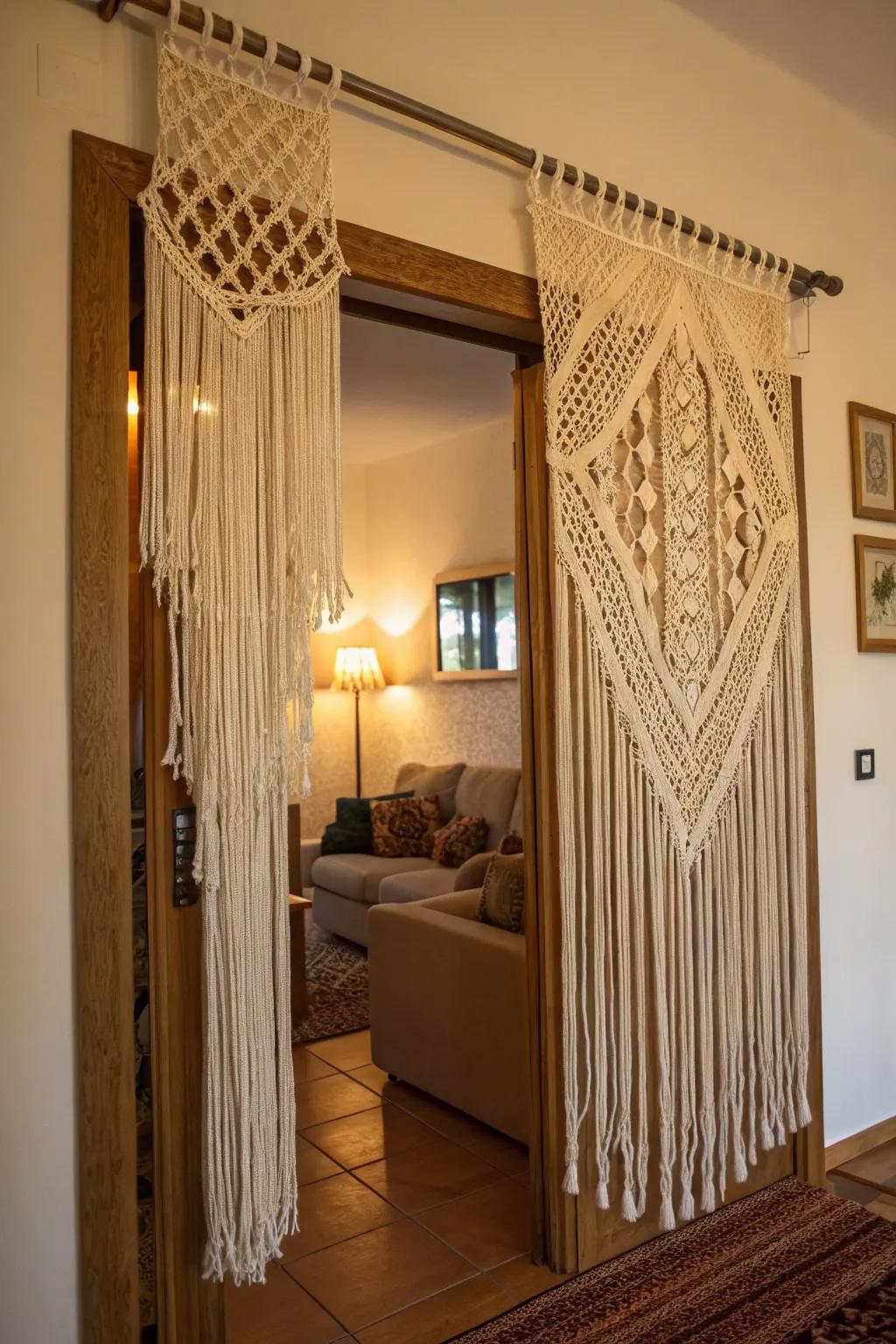 Knotted textile drapes infuse creativity and charm into any area.