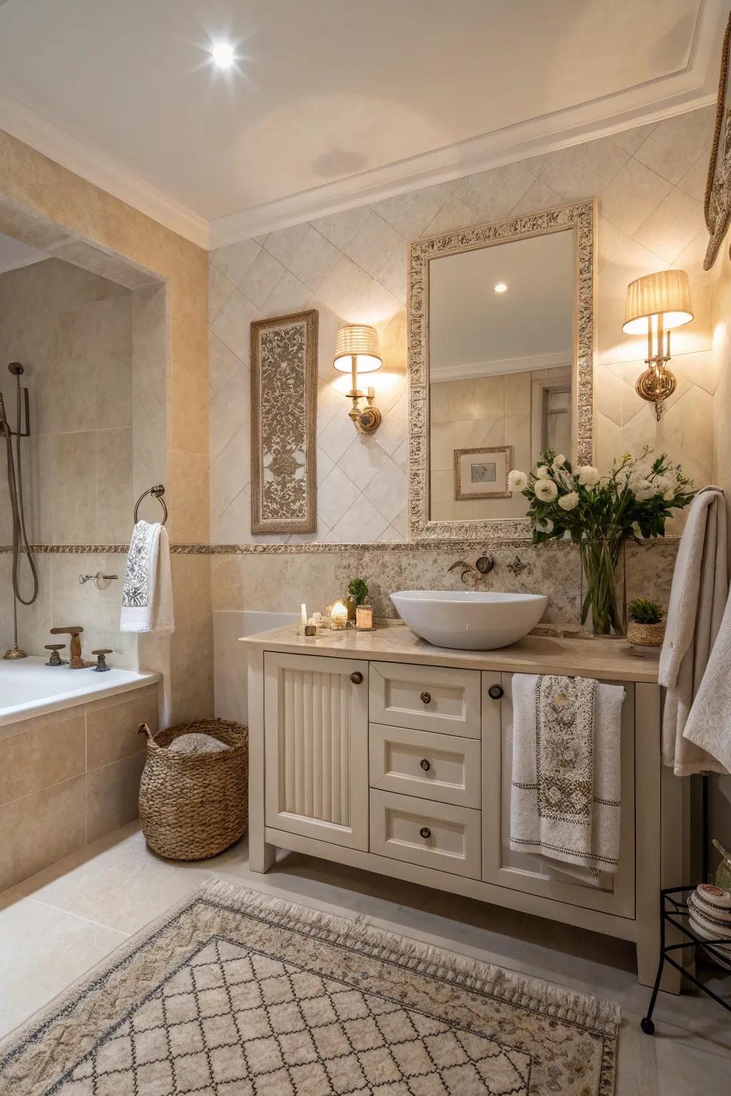 Subdued colors bring refinement and peace to your bathroom.