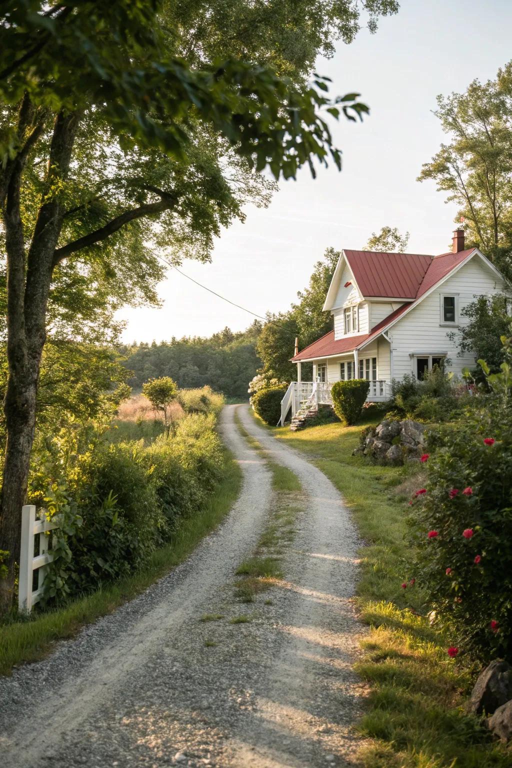 Gravel driveways deliver a rustic and alluring charm.