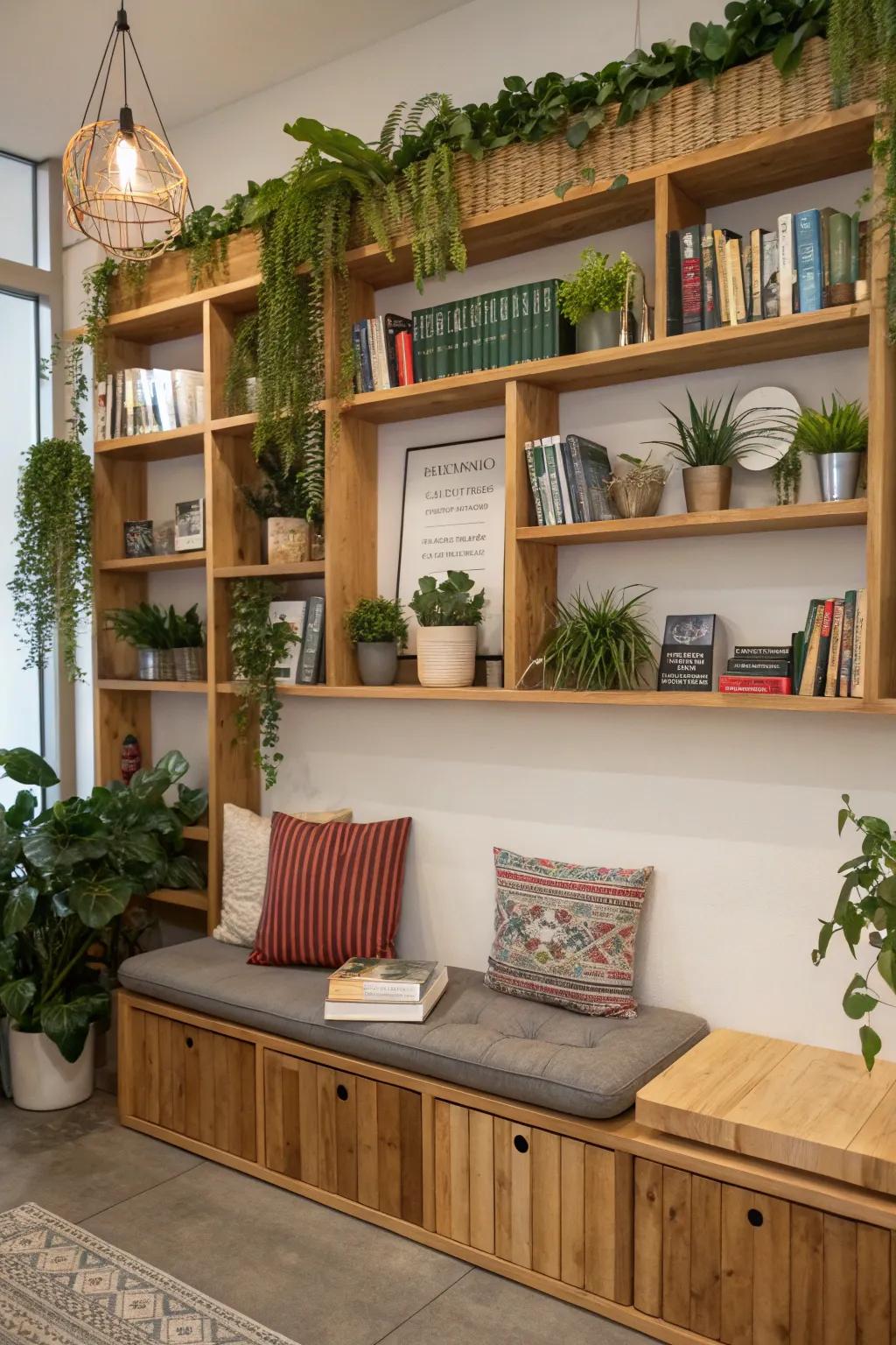 Shelves give you stylish storage and display options.