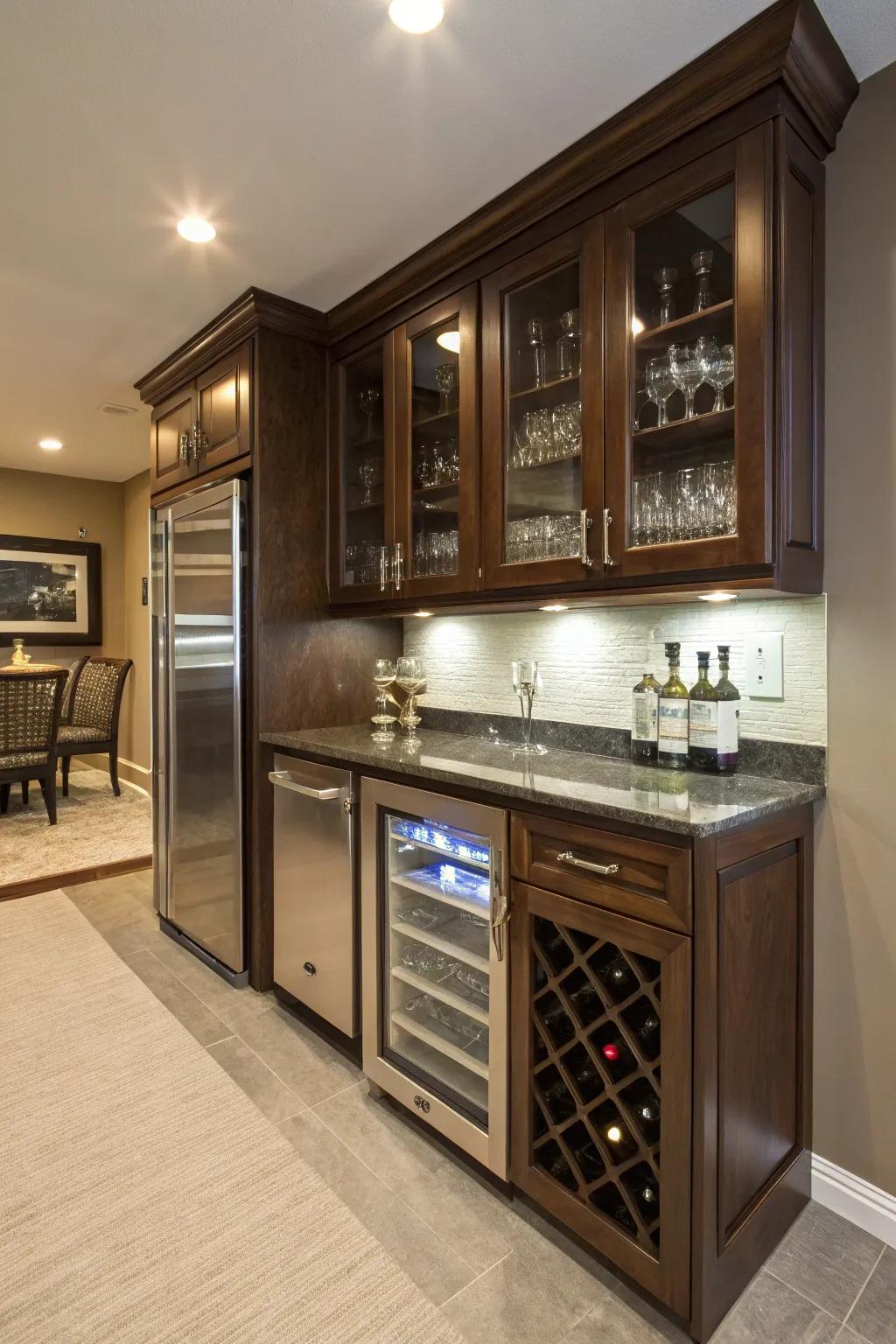 Small refrigeration ensures your drinks are always perfectly chilled.