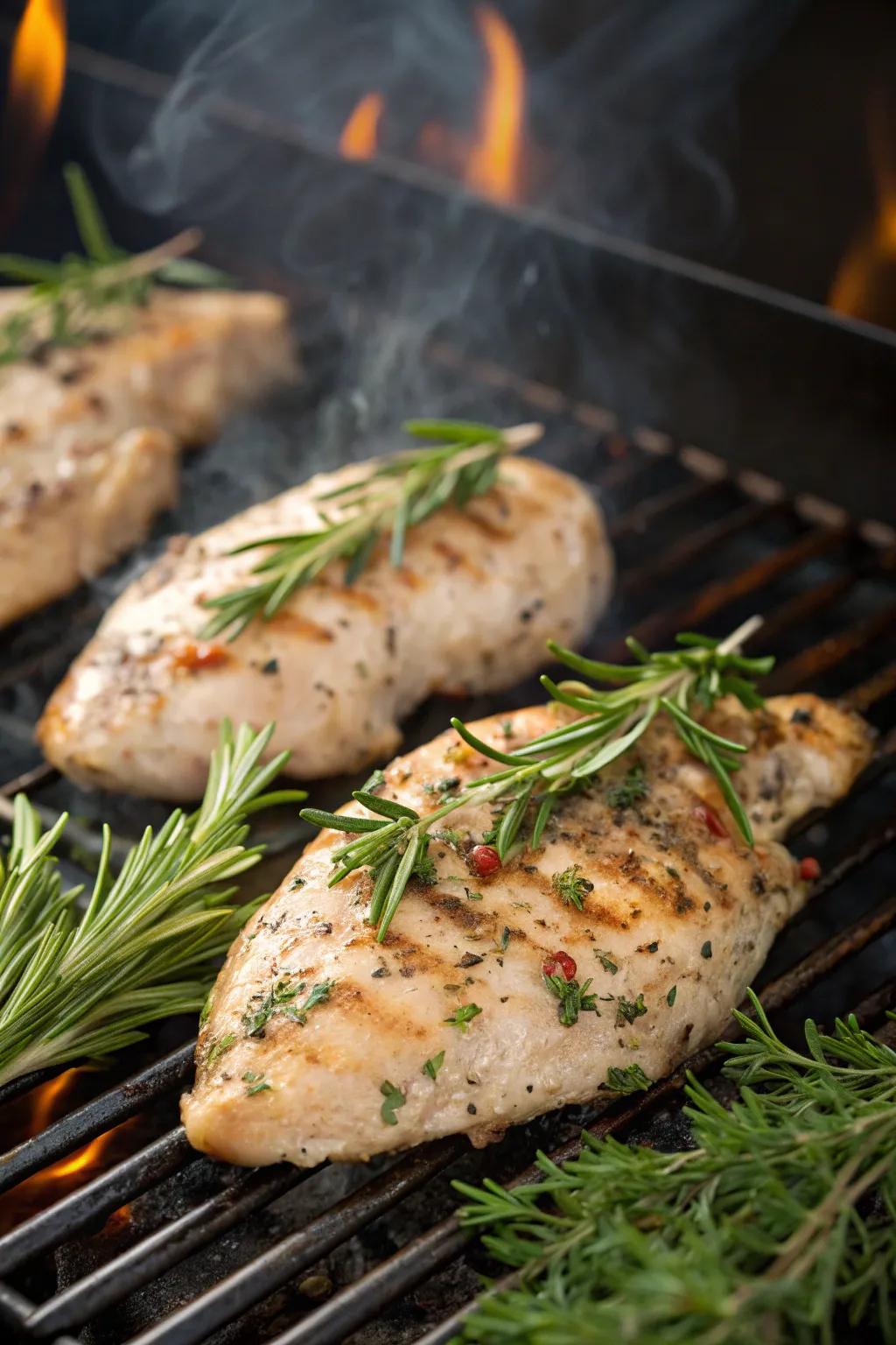 Succulent, herb-infused chicken, sizzling and ready to be enjoyed.