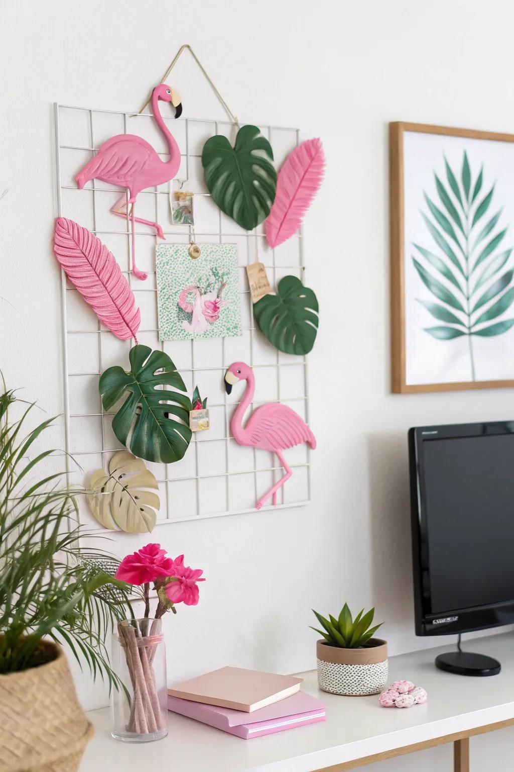 Boost the tropical sensation with a long-legged bird-themed arrangement.