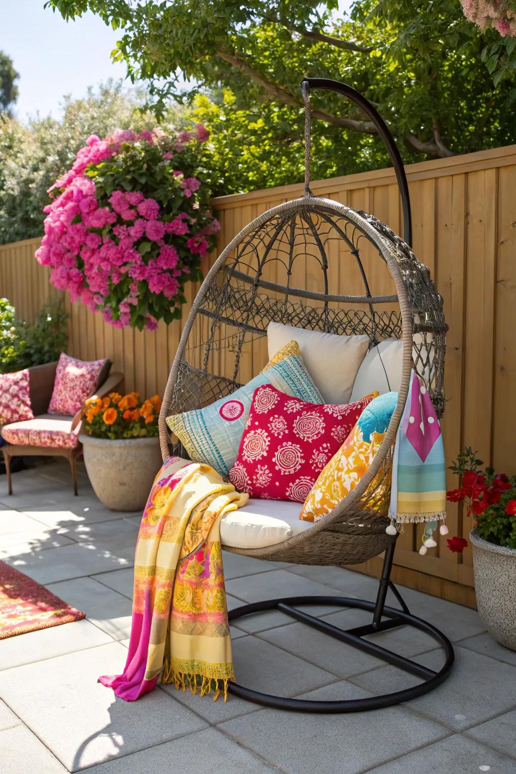 Brighten your patio with colorful enhancements.