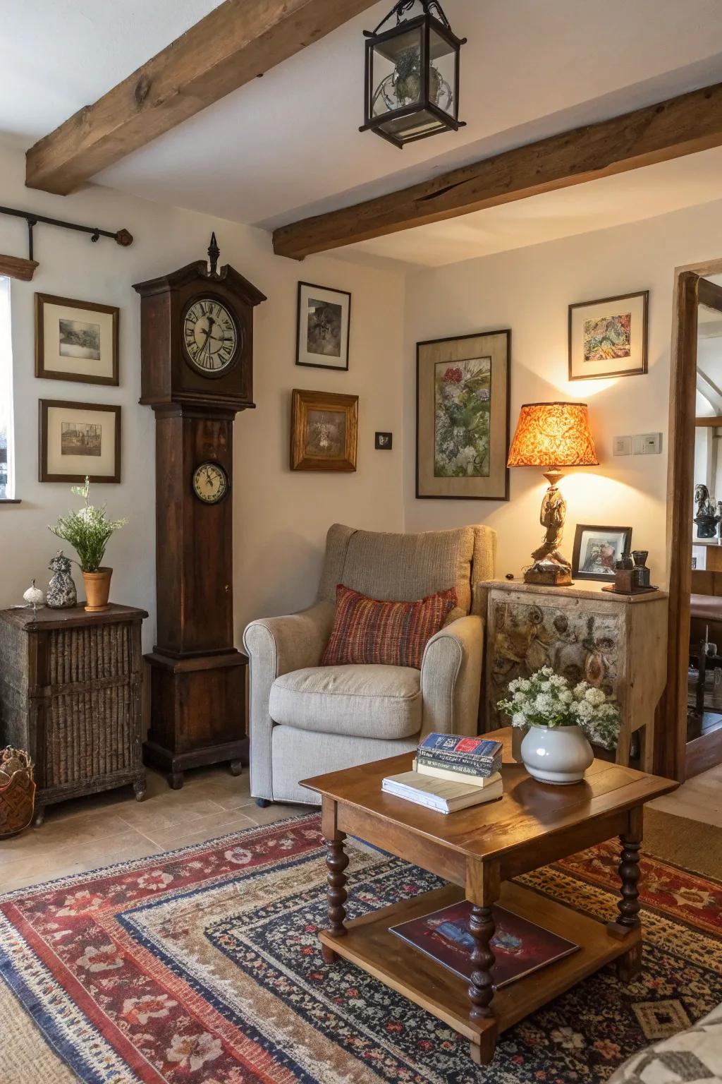 A balanced mix of vintage and current accents.