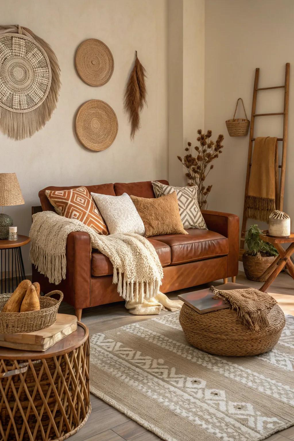 Earthy tones create a cozy and welcoming atmosphere.