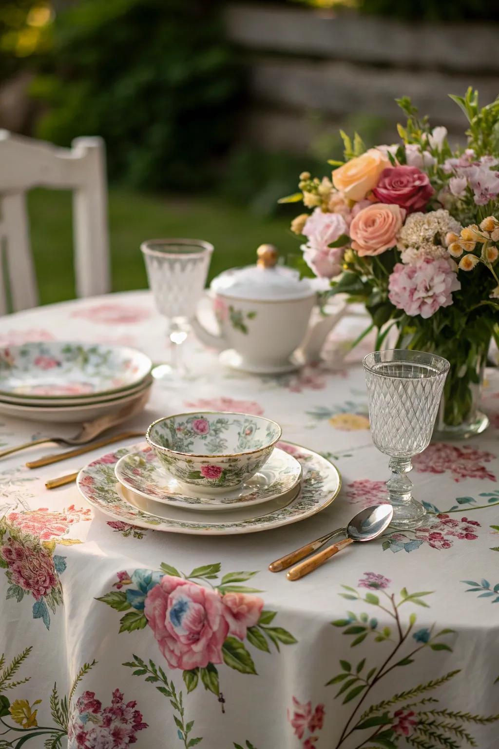 Classic table arrangements improve the tea garden adventure.