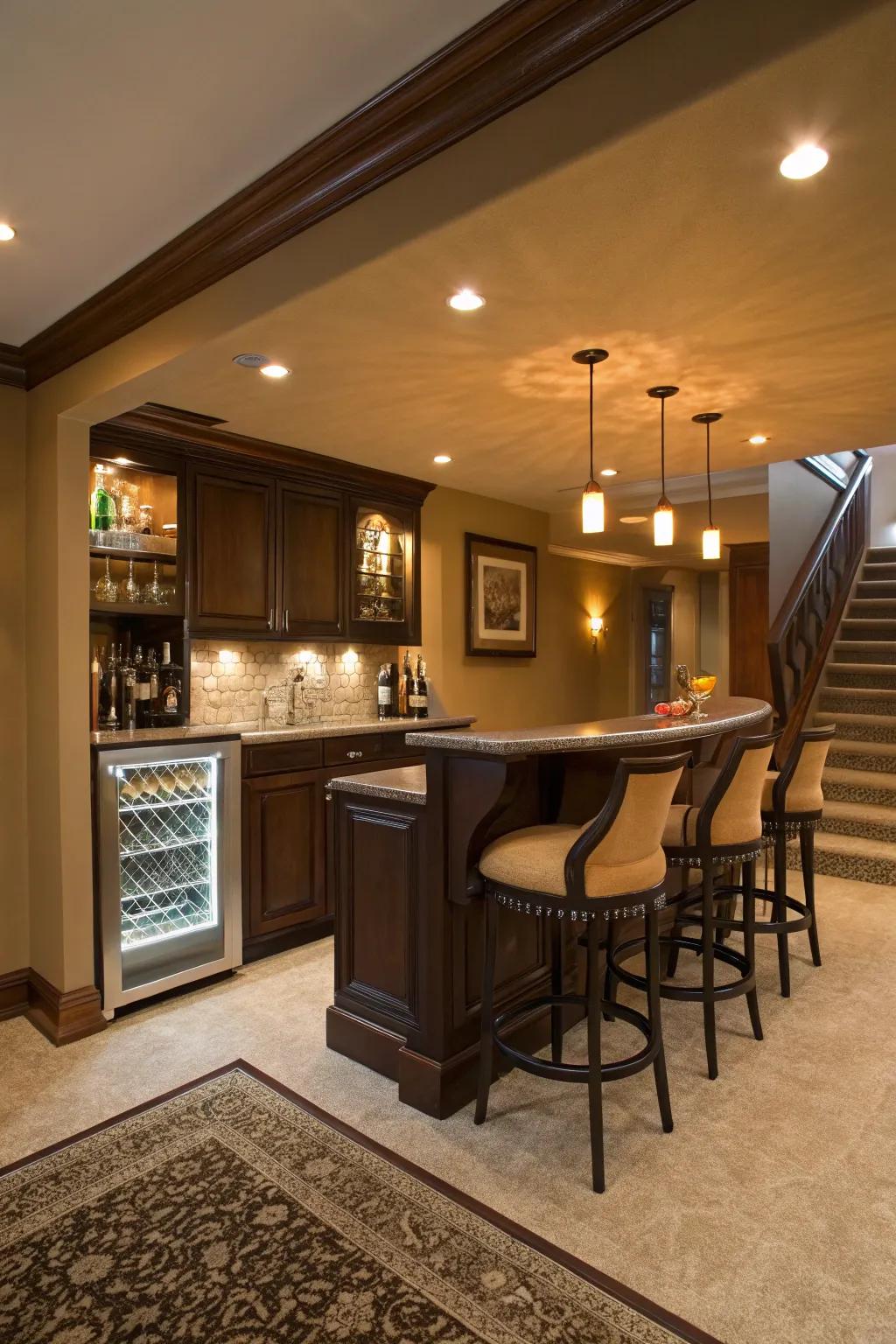 Elevate your hosting with a chic basement bar design.