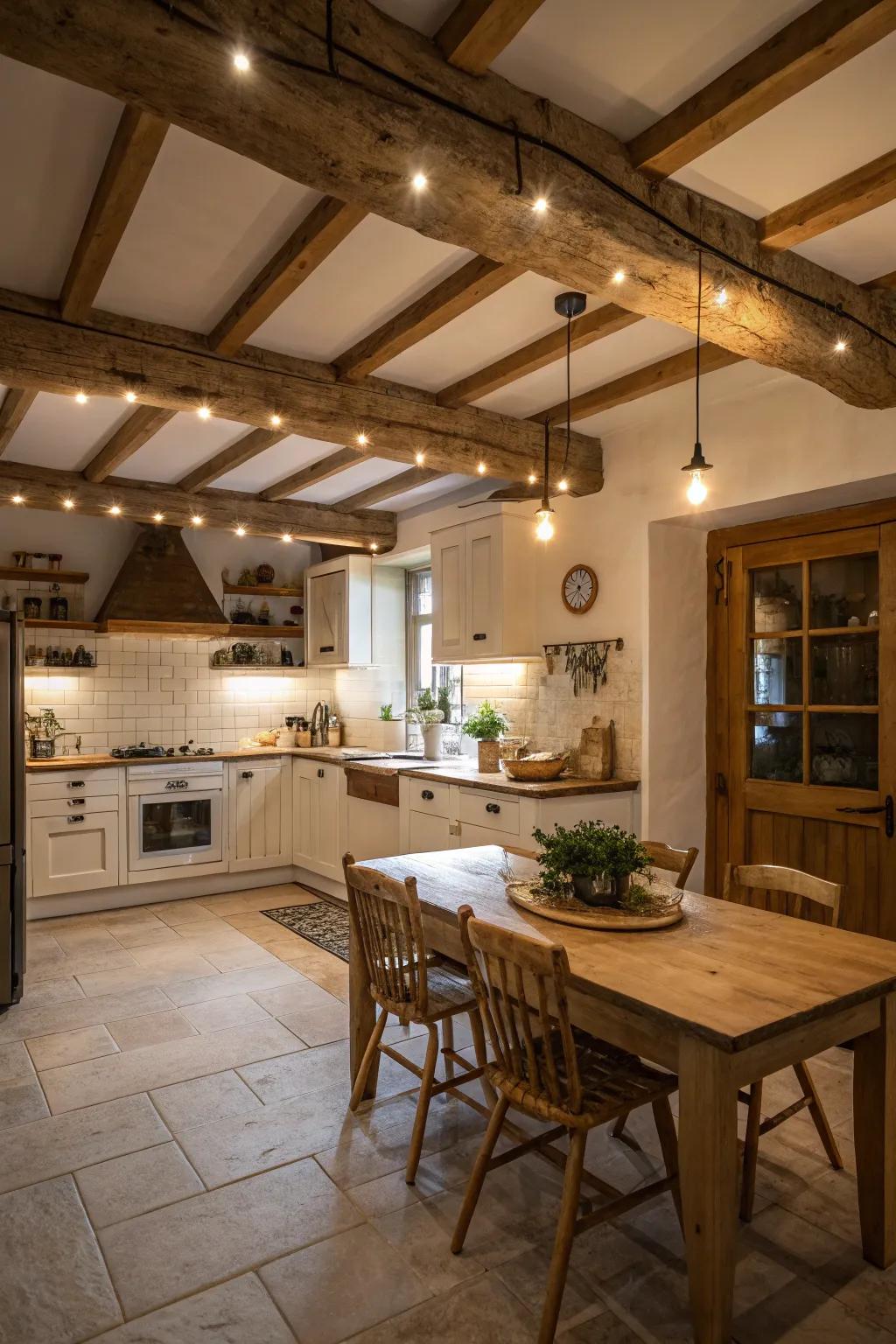 Subtle and inviting: recessed lighting for a cozy kitchen.