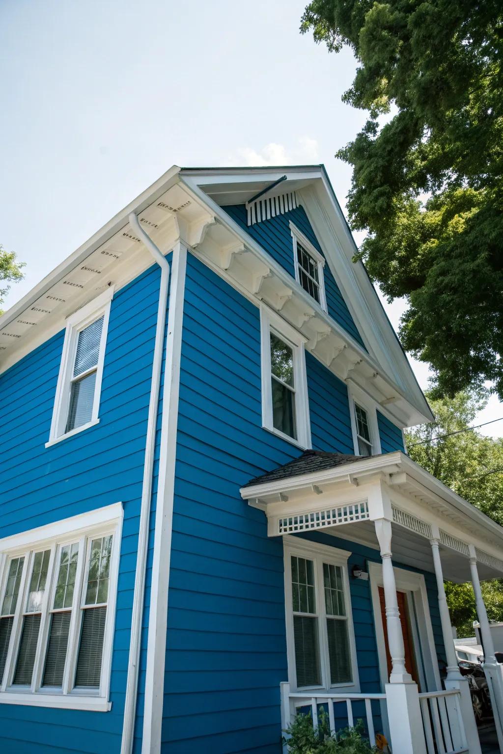 A vivid blue exterior that immediately captures attention.