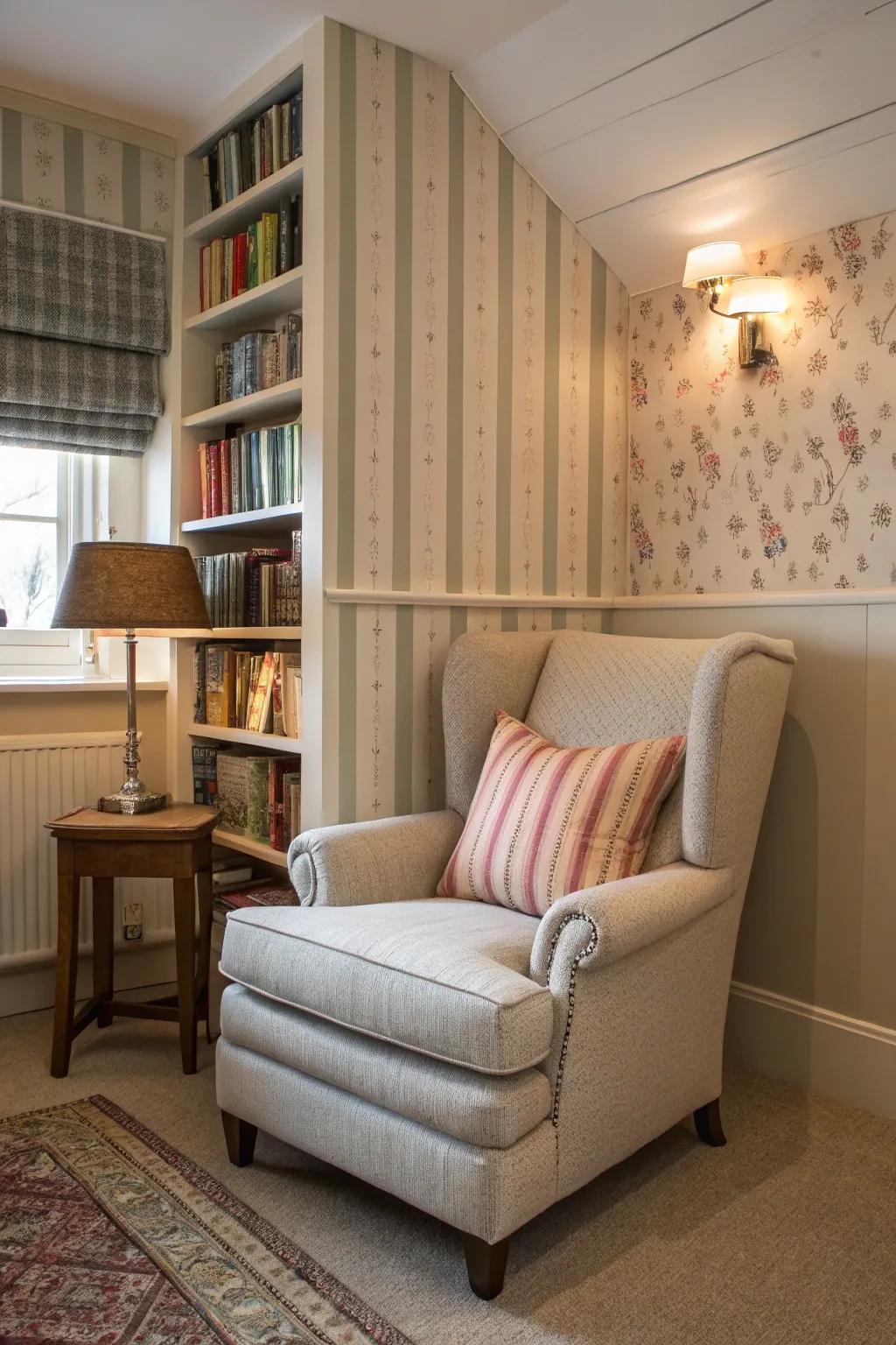 Gentle lines lend a refined charm to any reading nook.