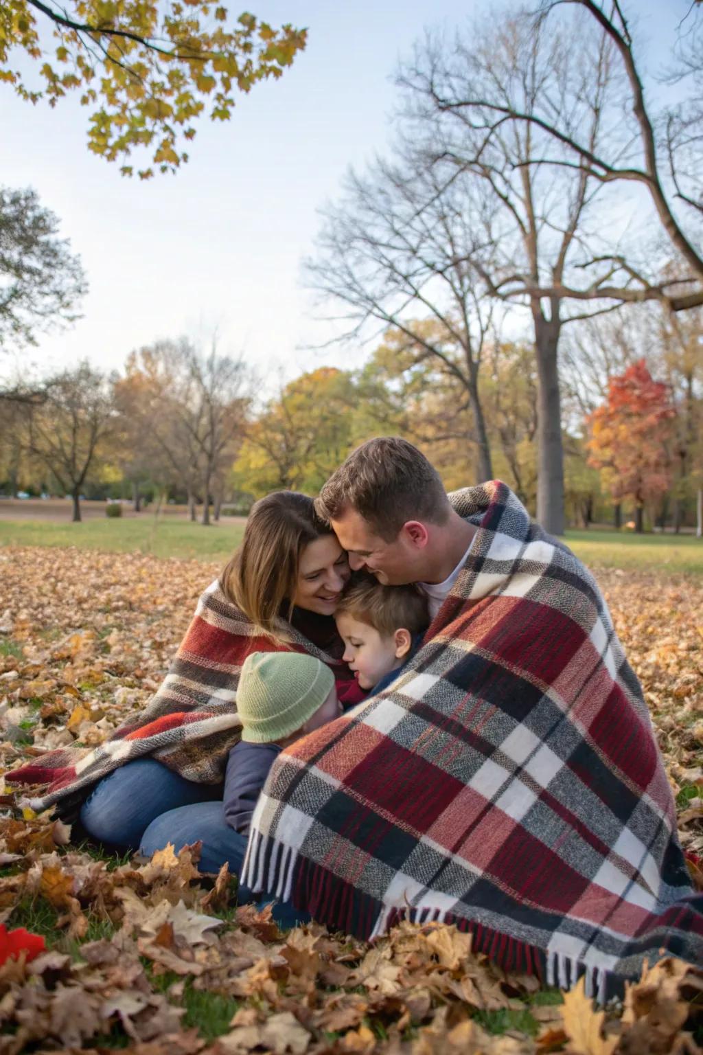 A soft throw introduces warmth and closeness to family images.