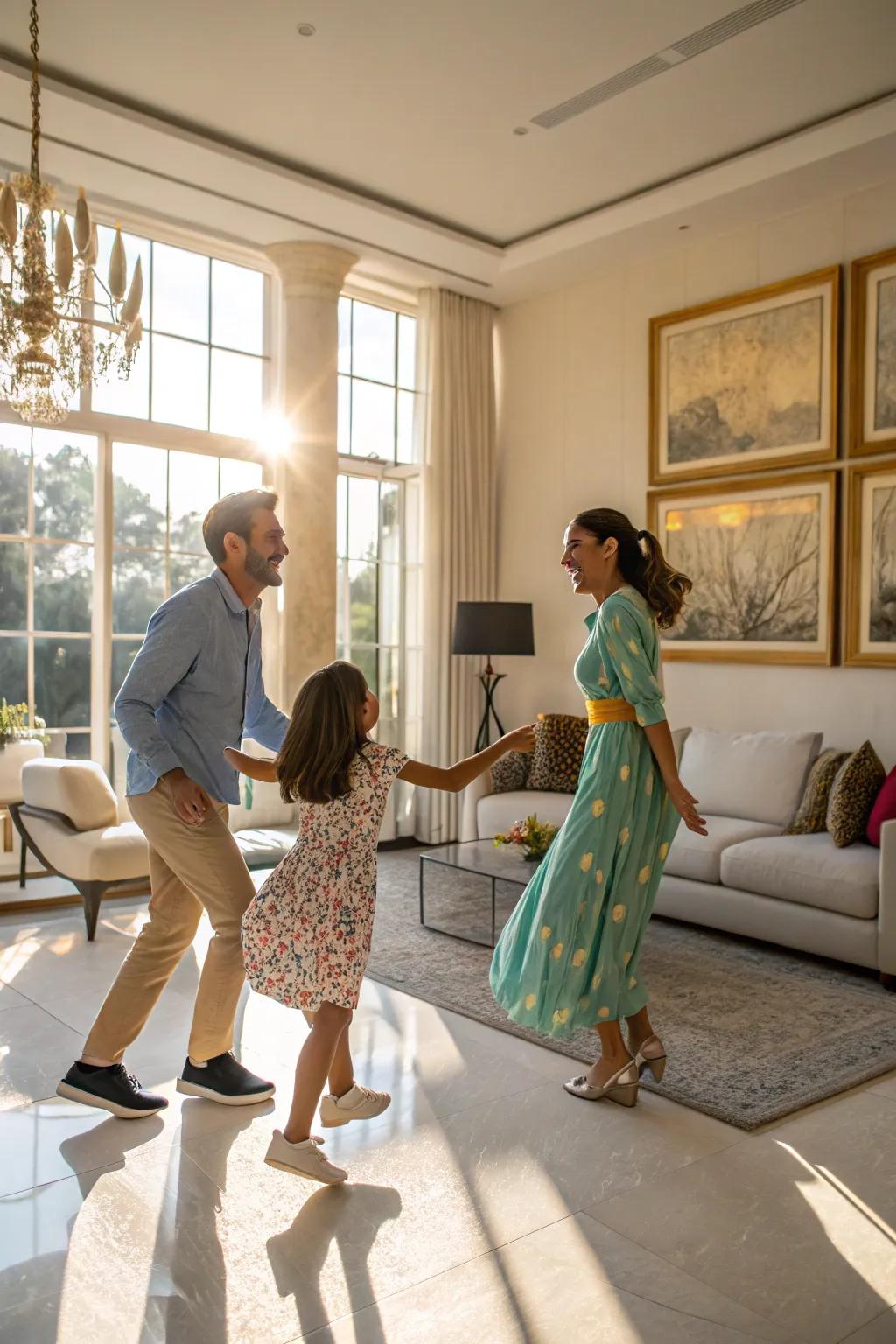 A living room dance party reflects the energetic spirit of your family.