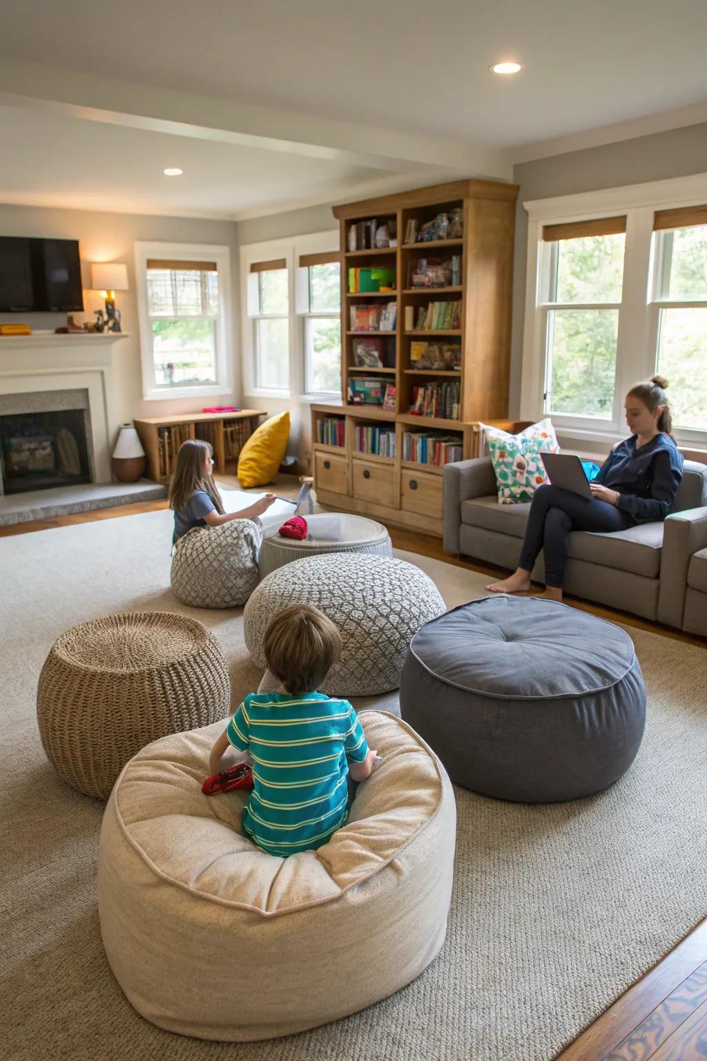 Multi-use seating adjusts to the dynamic needs of family time.