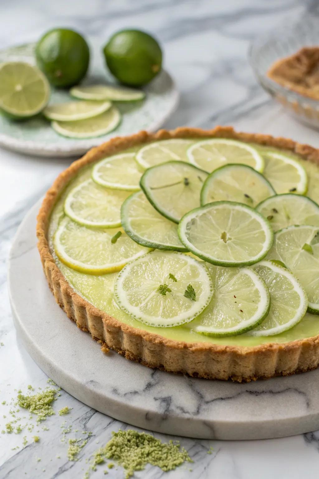 Slender lime slices elegantly set up for a fresh allure.