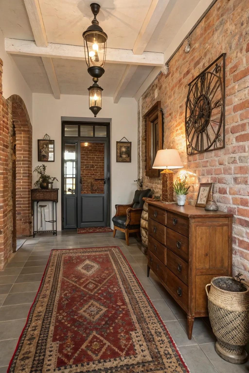 Exposed brick gives texture and warmth.