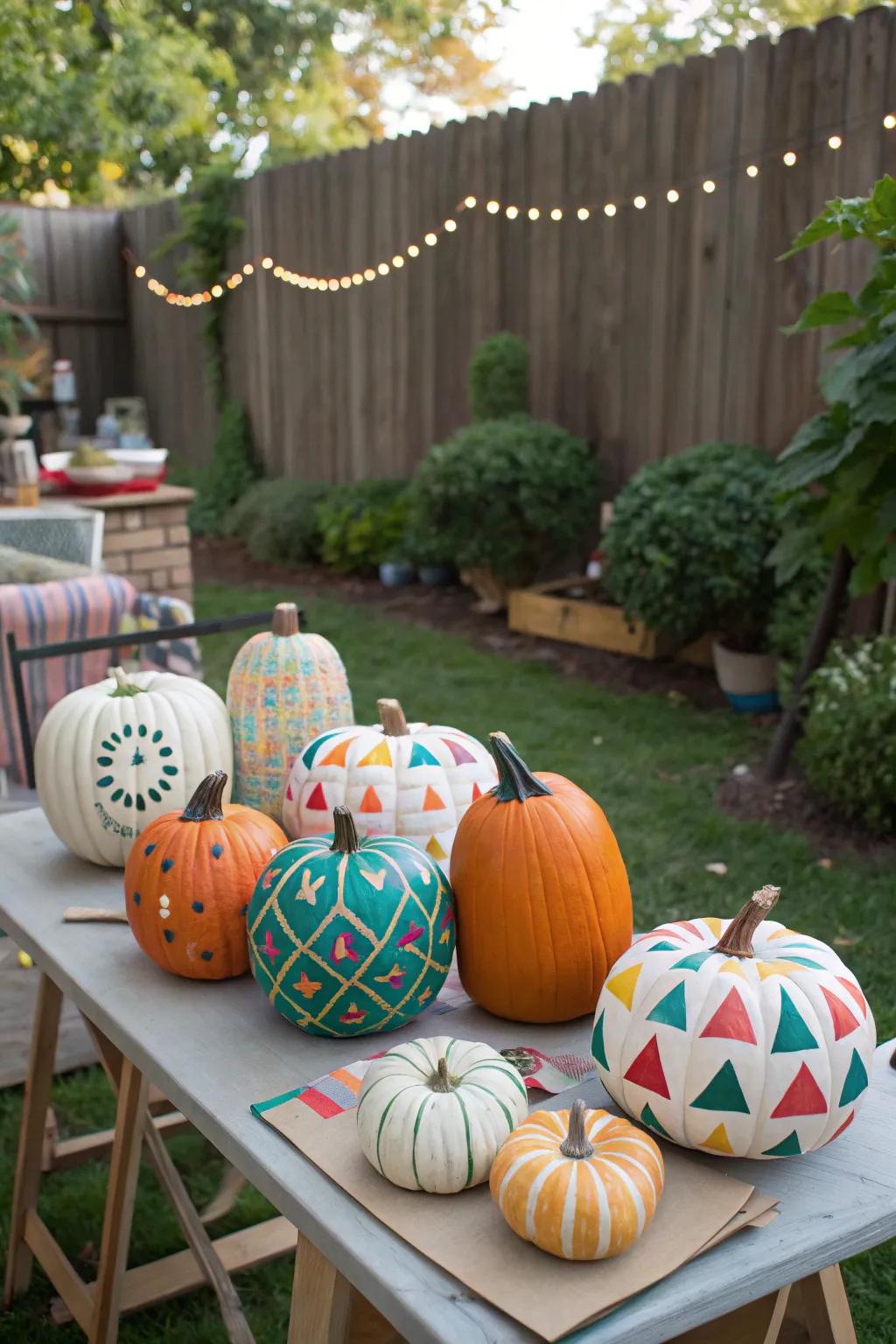 Painted gourds incorporate a personal touch into autumn decor.