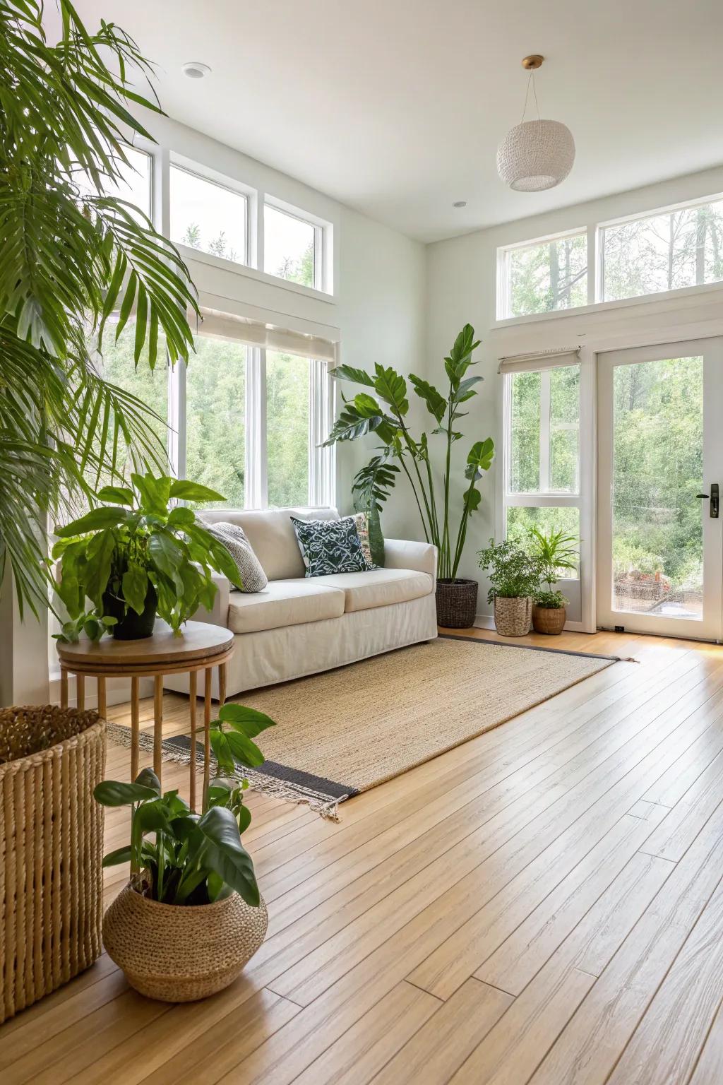 Bamboo flooring is an environmentally responsible choice with a sleek look.