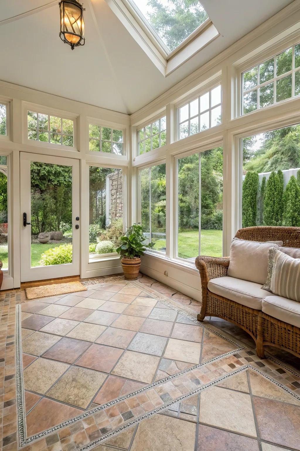 Tile flooring presents a cool and fashionable choice for warmer climates.