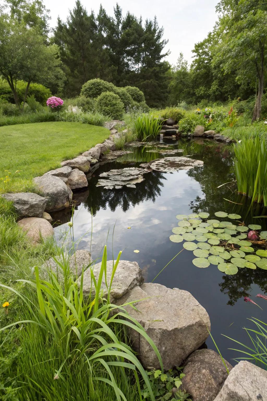 A tranquil garden pond, perfect for attracting wildlife.