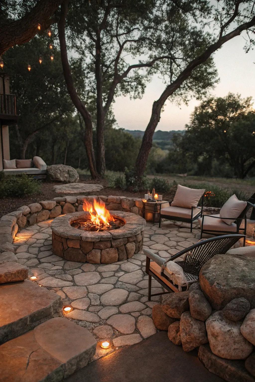 An enchanting fire pit ideal for evenings spent with loved ones.