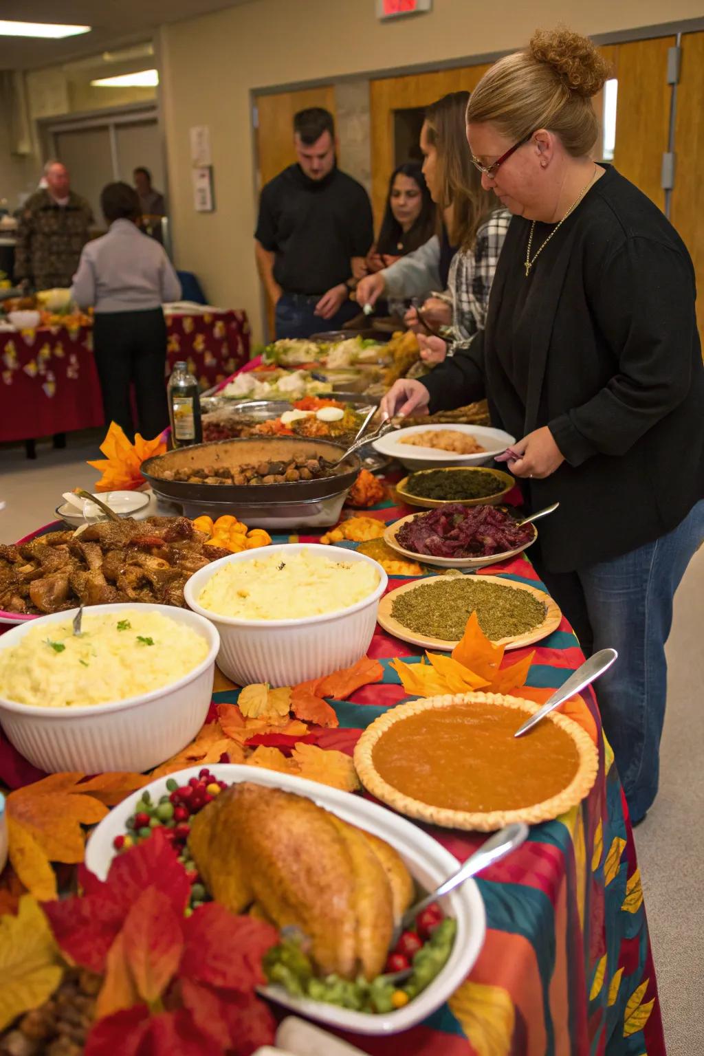 A self-serve arrangement for a relaxed Friendsgiving vibe.