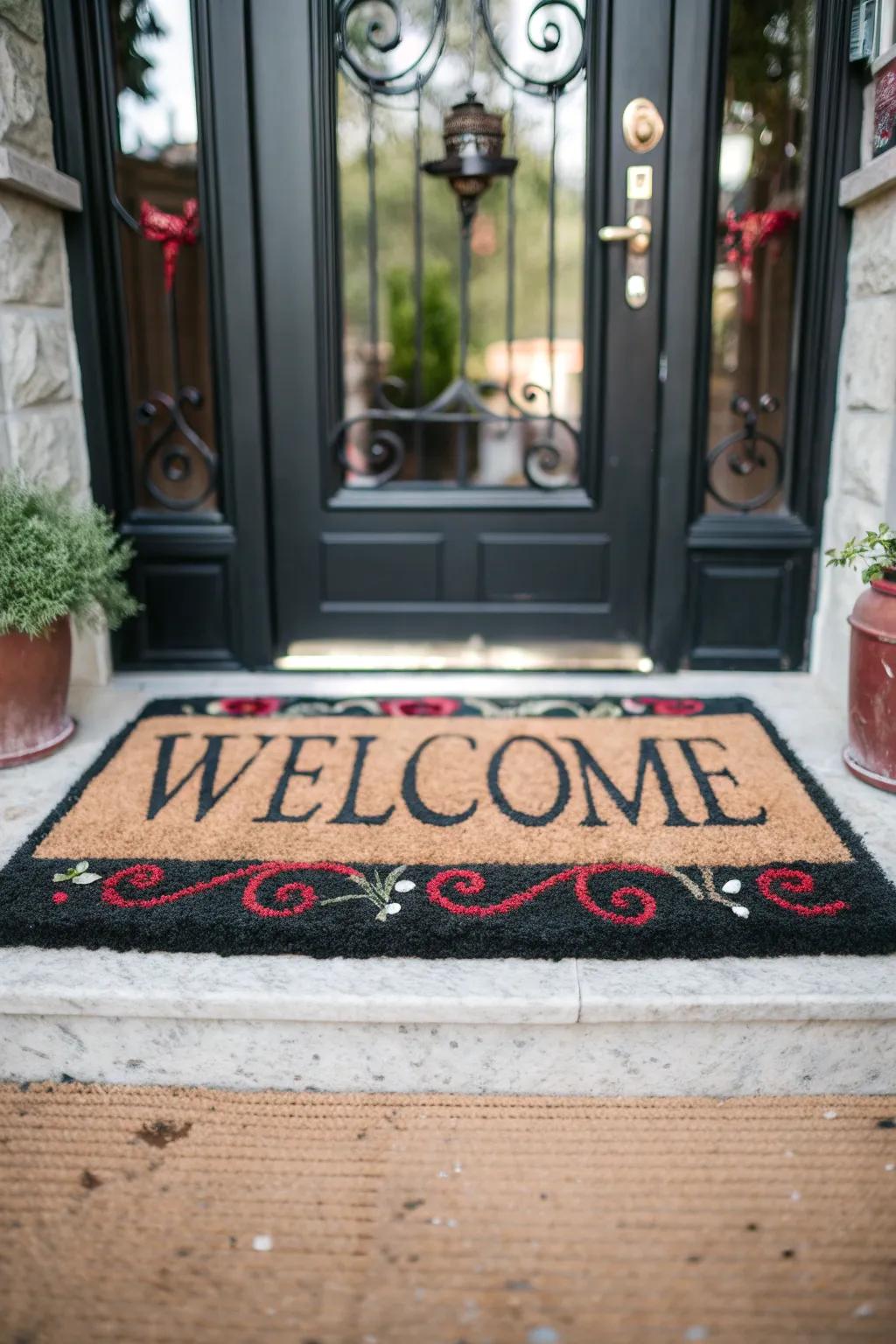 A welcoming message greets visitors at the doorway.