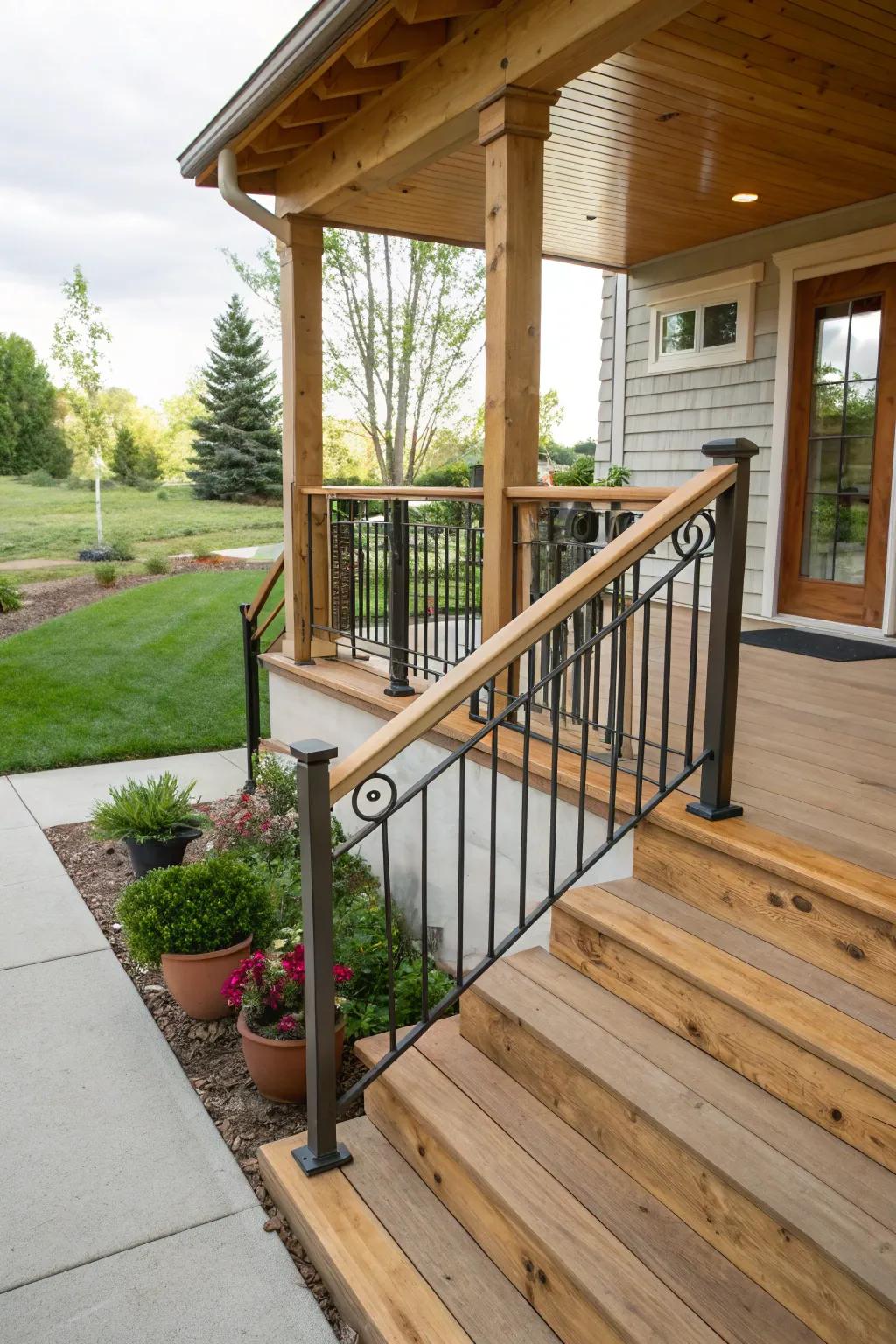 Blended materials railings merging rustic and contemporary