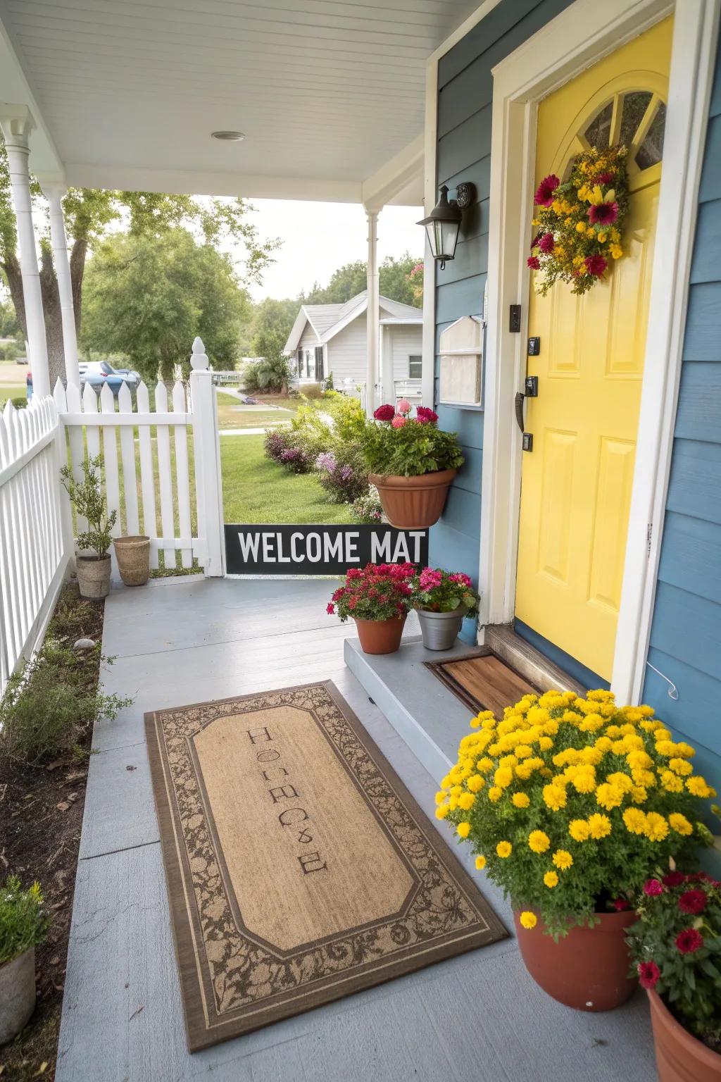 A delightful welcome mat establishes a friendly ambiance.