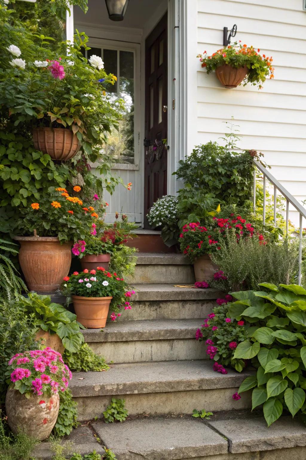 Bring your home to life with plant-lined front steps.