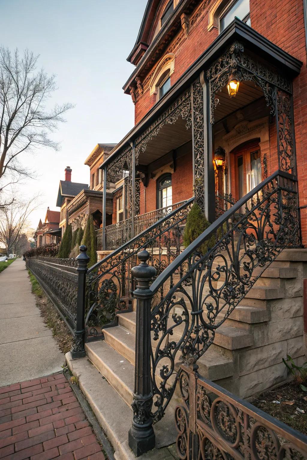 Elaborate iron railings bring charm and sophistication to your entrance.
