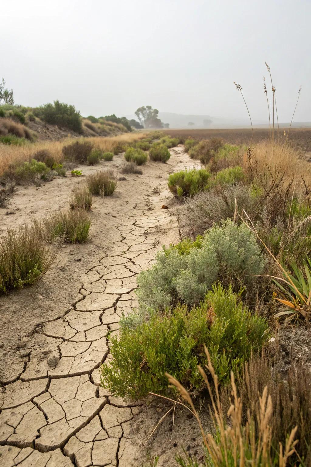 Integrate plants to enrich your dry streambed landscape with color and vibrancy.
