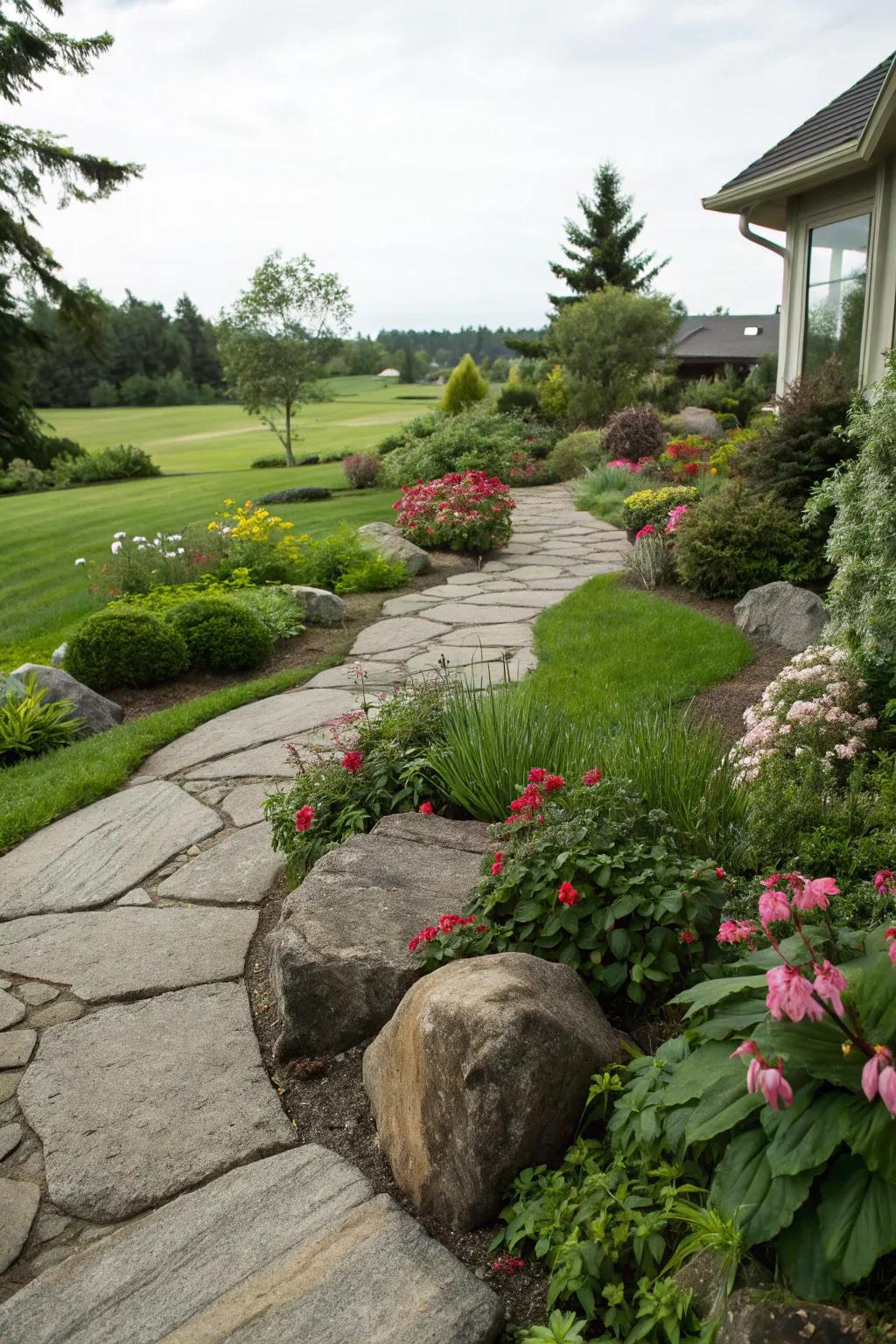 Direct your visitors through a beautifully bordered stone pathway.
