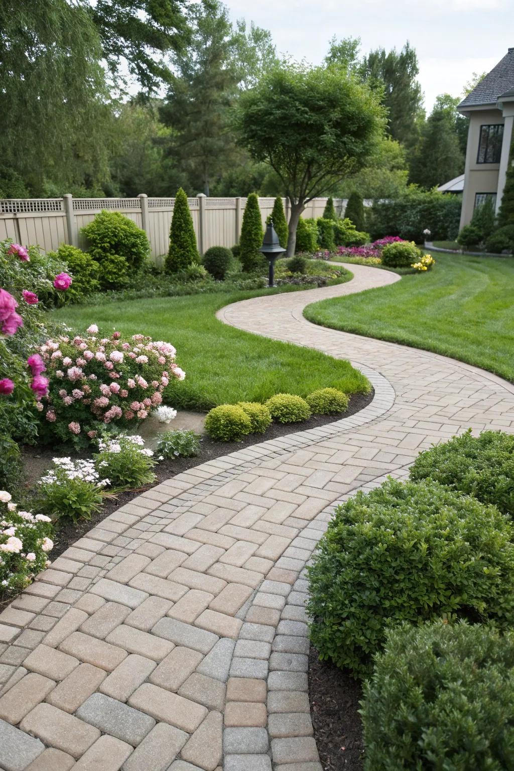 Curved pathways create an inviting, soft transition.