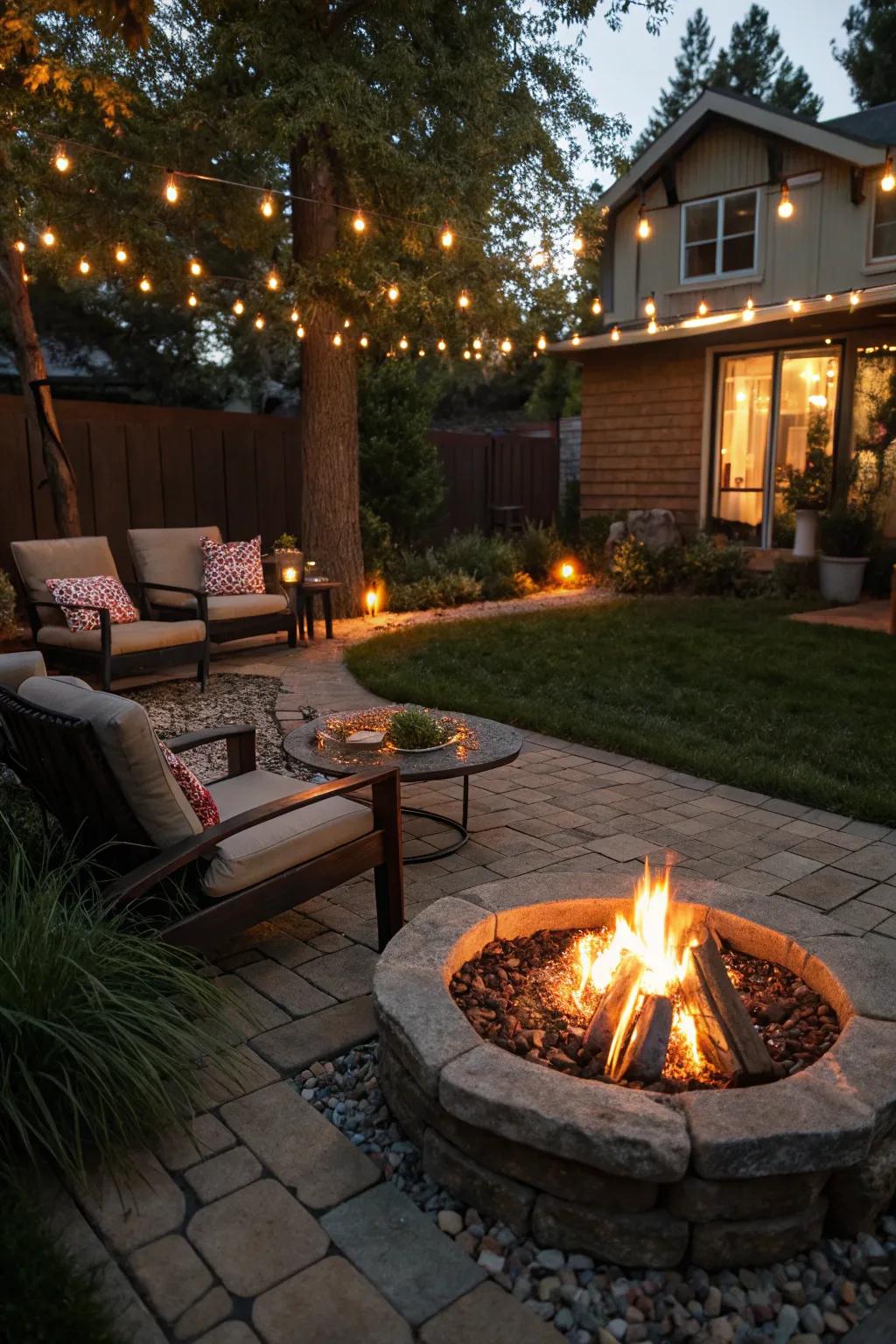 Heat up your nights with a bonfire social spot in the front yard.