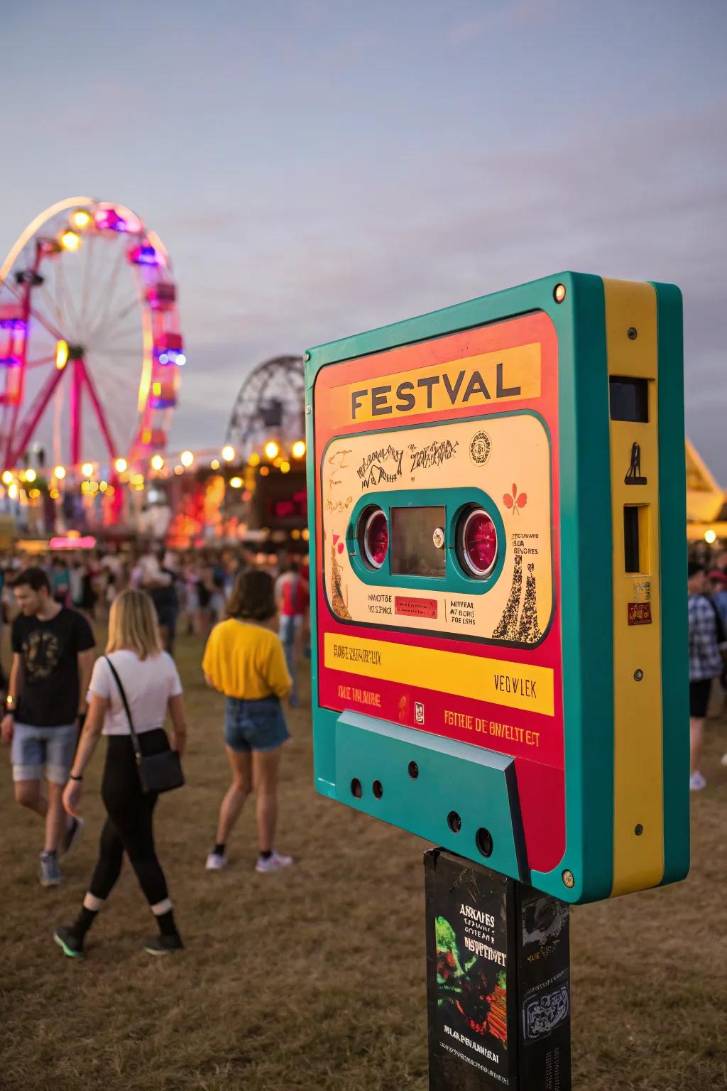 <strong><em>Old-school pop culture totems have a charming and nostalgic vibe</em></strong>.&rdquo; loading=&rdquo;lazy&rdquo; class=&rdquo;pimg&rdquo;>
	</picture><figcaption><strong><em>Old-school pop culture totems have a charming and nostalgic vibe</em></strong>.</figcaption></figure>
<p>Want to take it back to the &rsquo;80s or &rsquo;90s? Using a famous reference from pop culture on a totem is sure to get people&rsquo;s attention. One time, I made a totem out of a cassette tape that said &lsquo;Festival Mix,&rsquo; as a reference to simpler times.</p>
<h3>Explore these options:</h3>
<ul class=