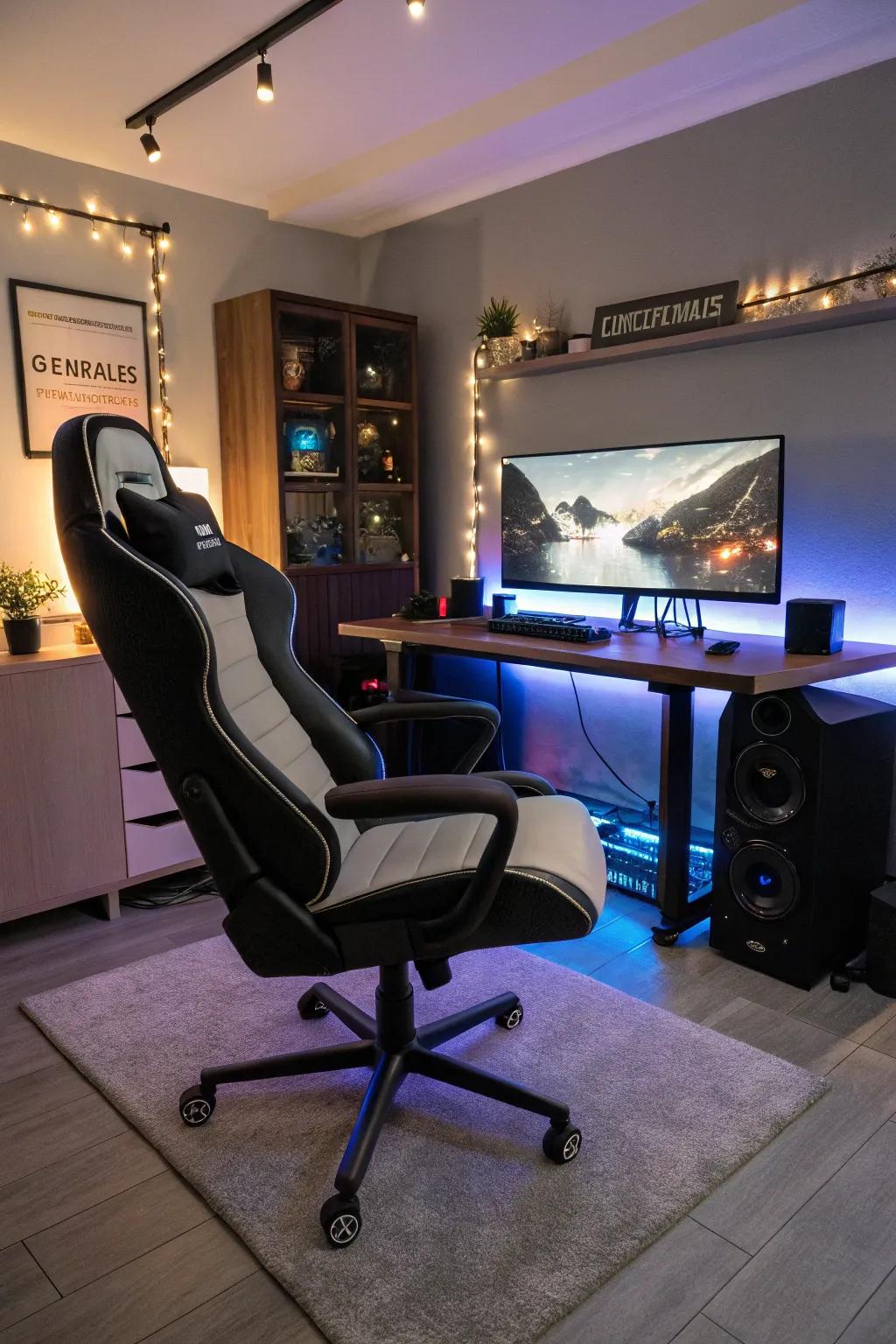 A comfortable gaming chair is a must for lengthy gameplay.