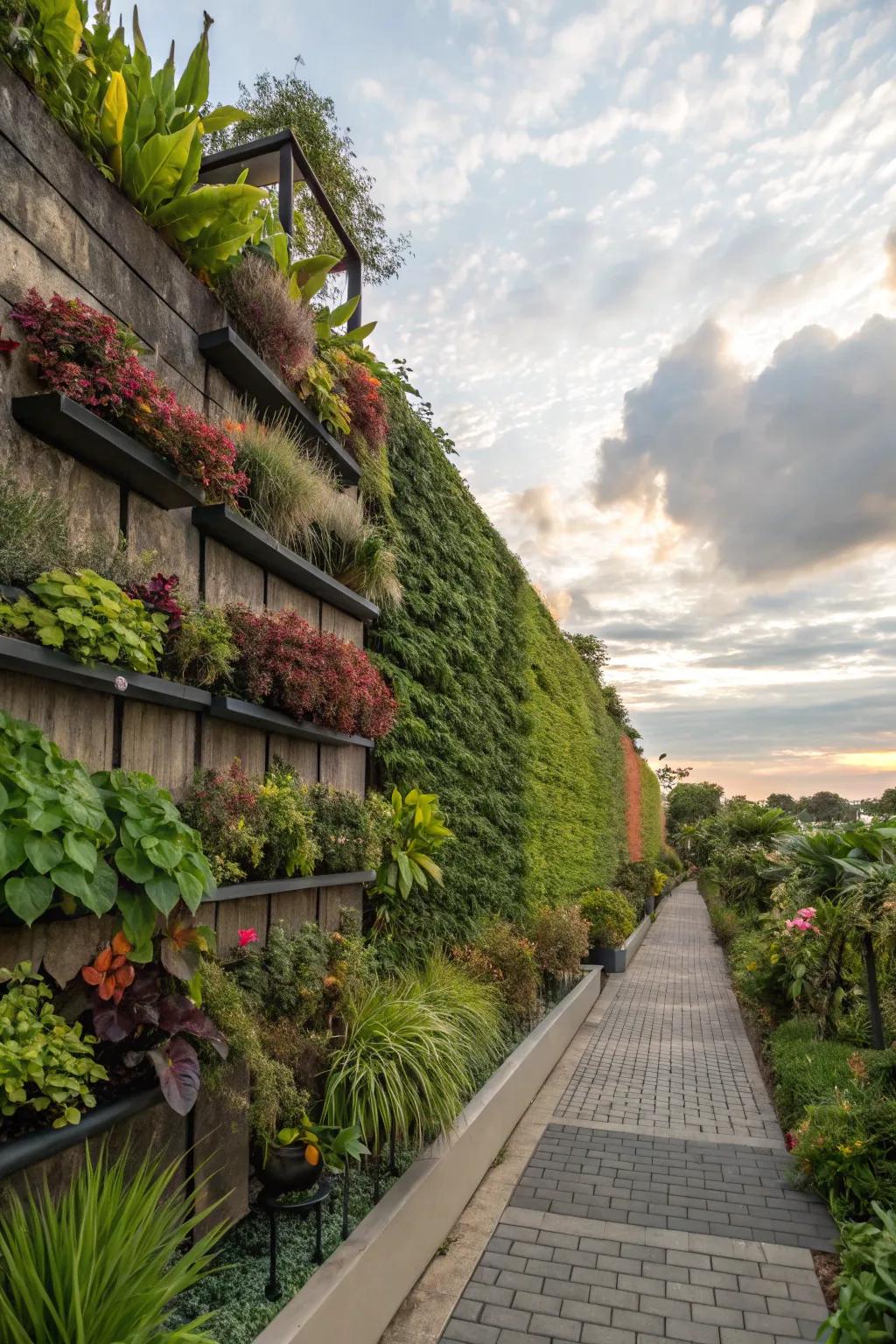 Vertical gardens make the most of space and provide visual appeal.