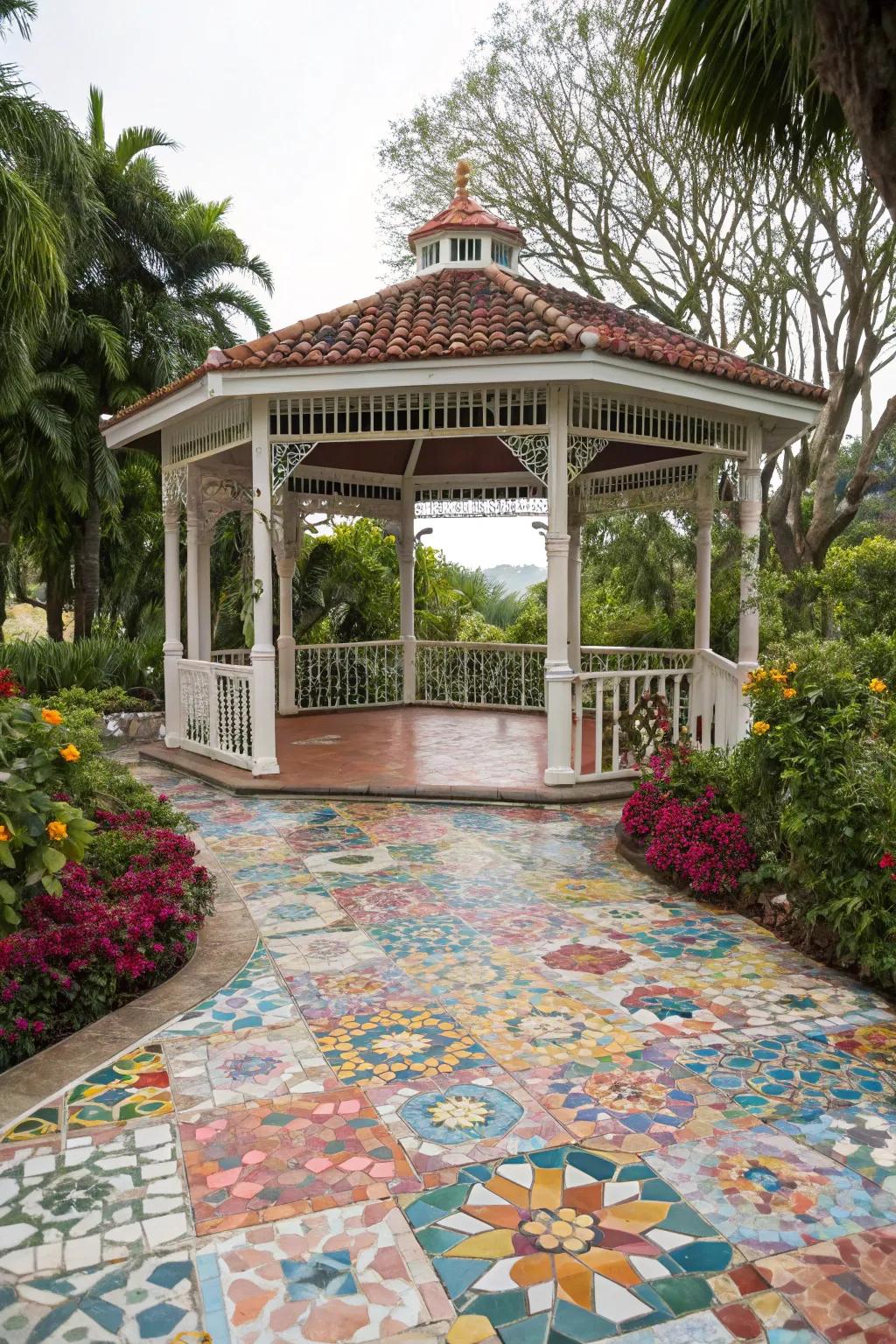 Convey your inventiveness with lively inlayed tiles.