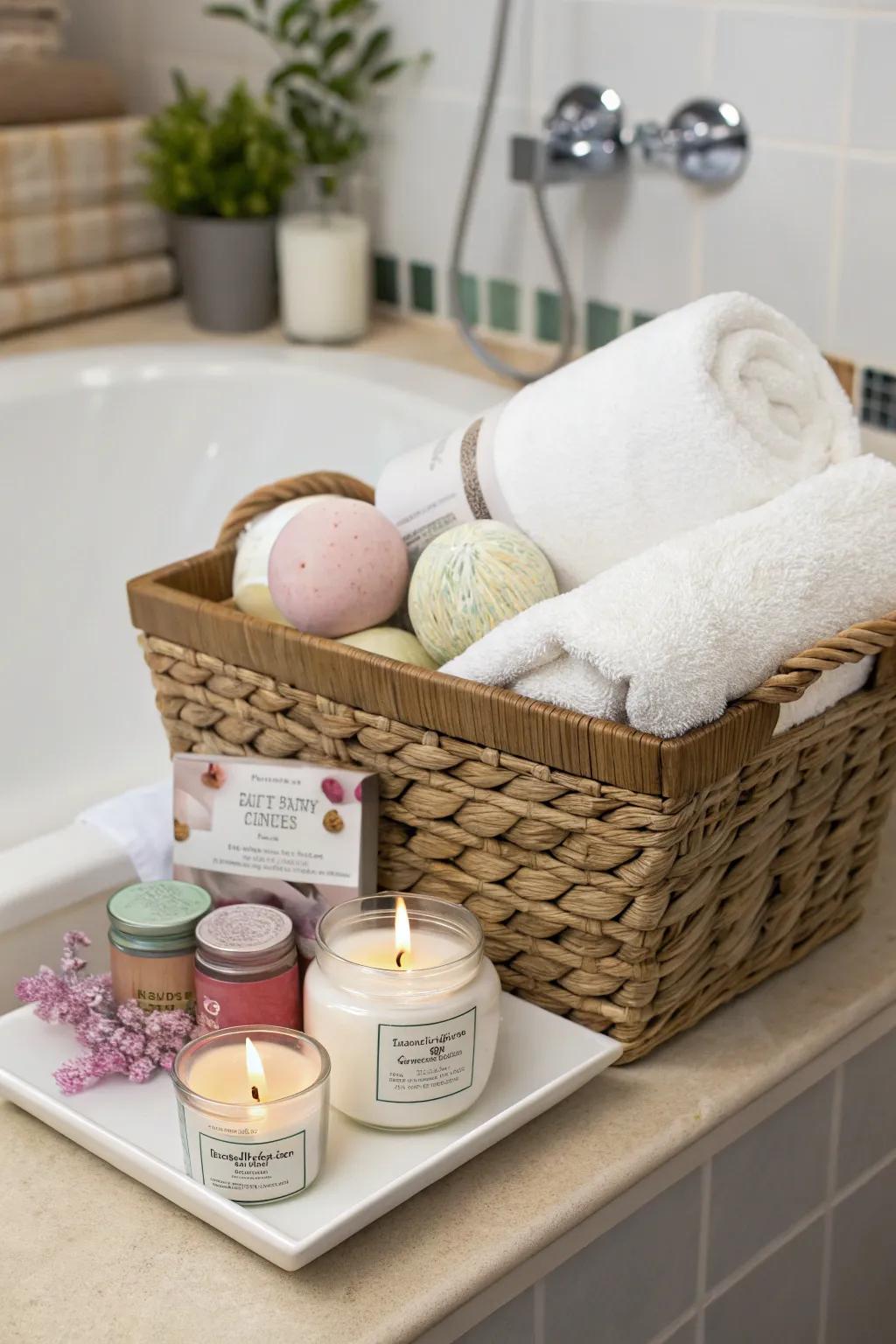 A spa-inspired gift basket for the ultimate relaxation experience.