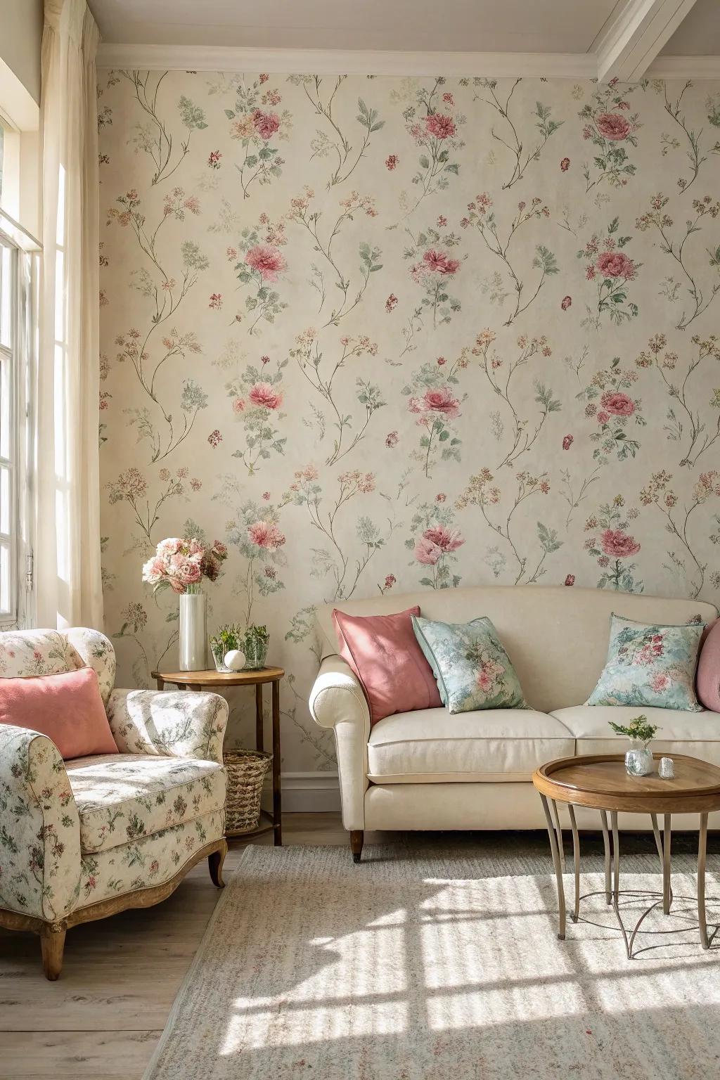 Botanical wallpaper brings nature indoors with flair.
