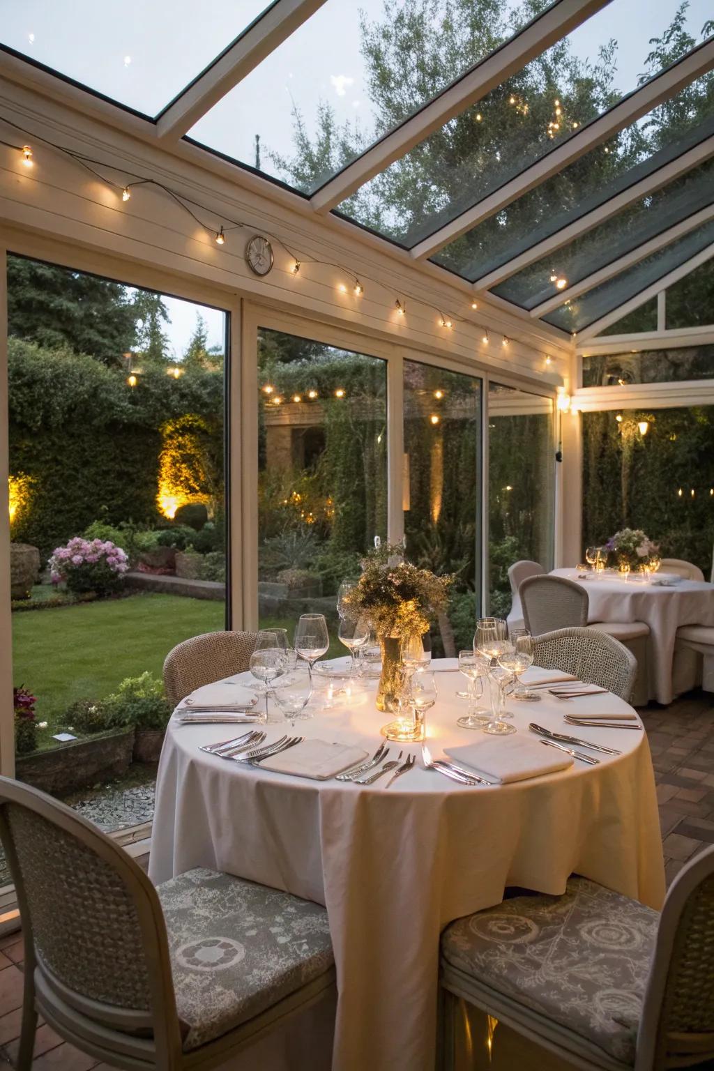 A stylish eating space that connects with the outdoors.