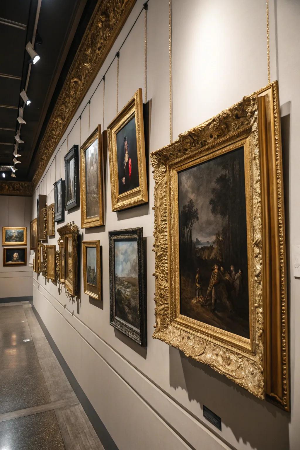 A gallery wall that unfolds a narrative in shadows.