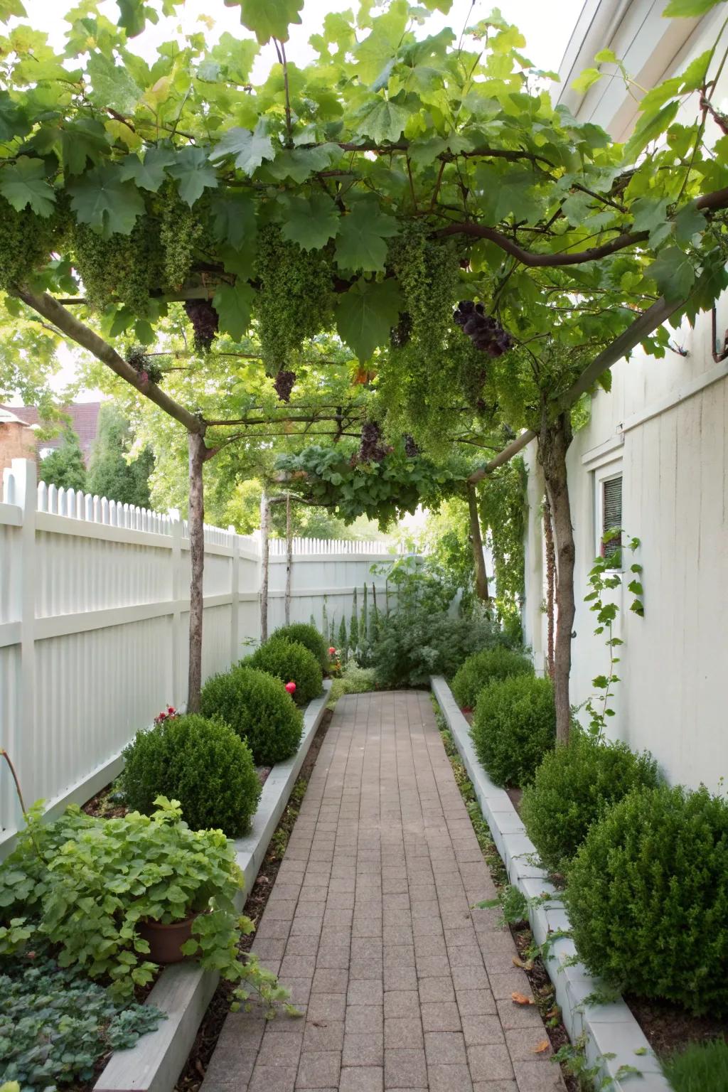 Upright trellises make the most of small gardens, using space efficiently.