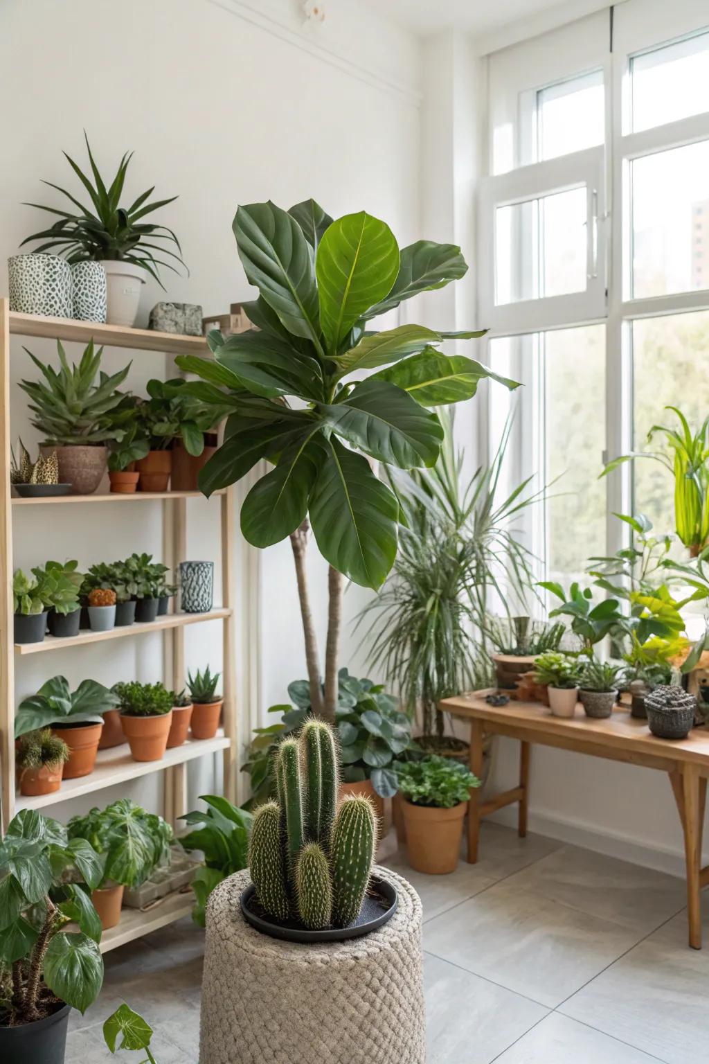 Indoor plants introduce texture and vitality to any interior.