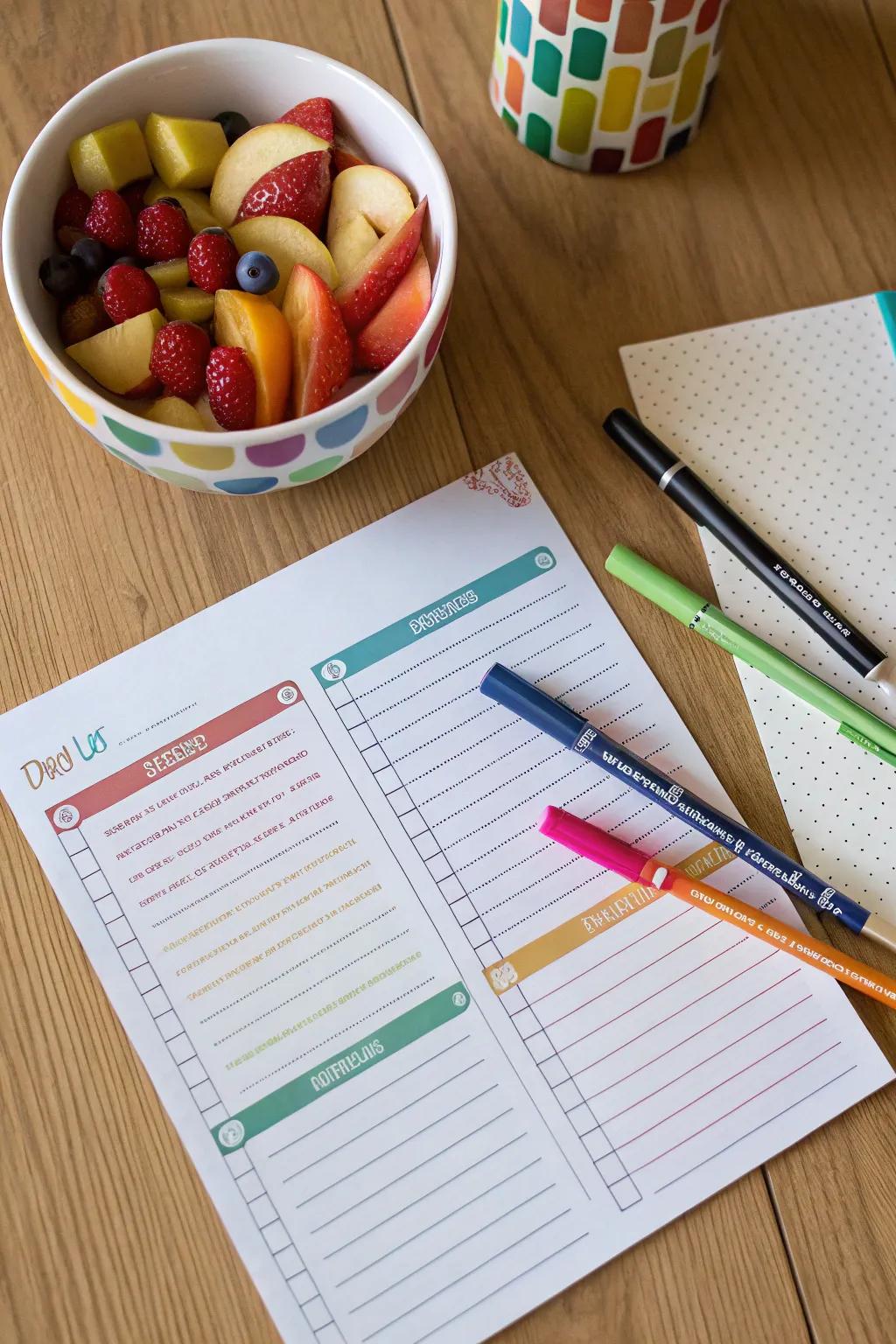 Color-coding provides clarity and adds a sense of enjoyment to your shopping list.