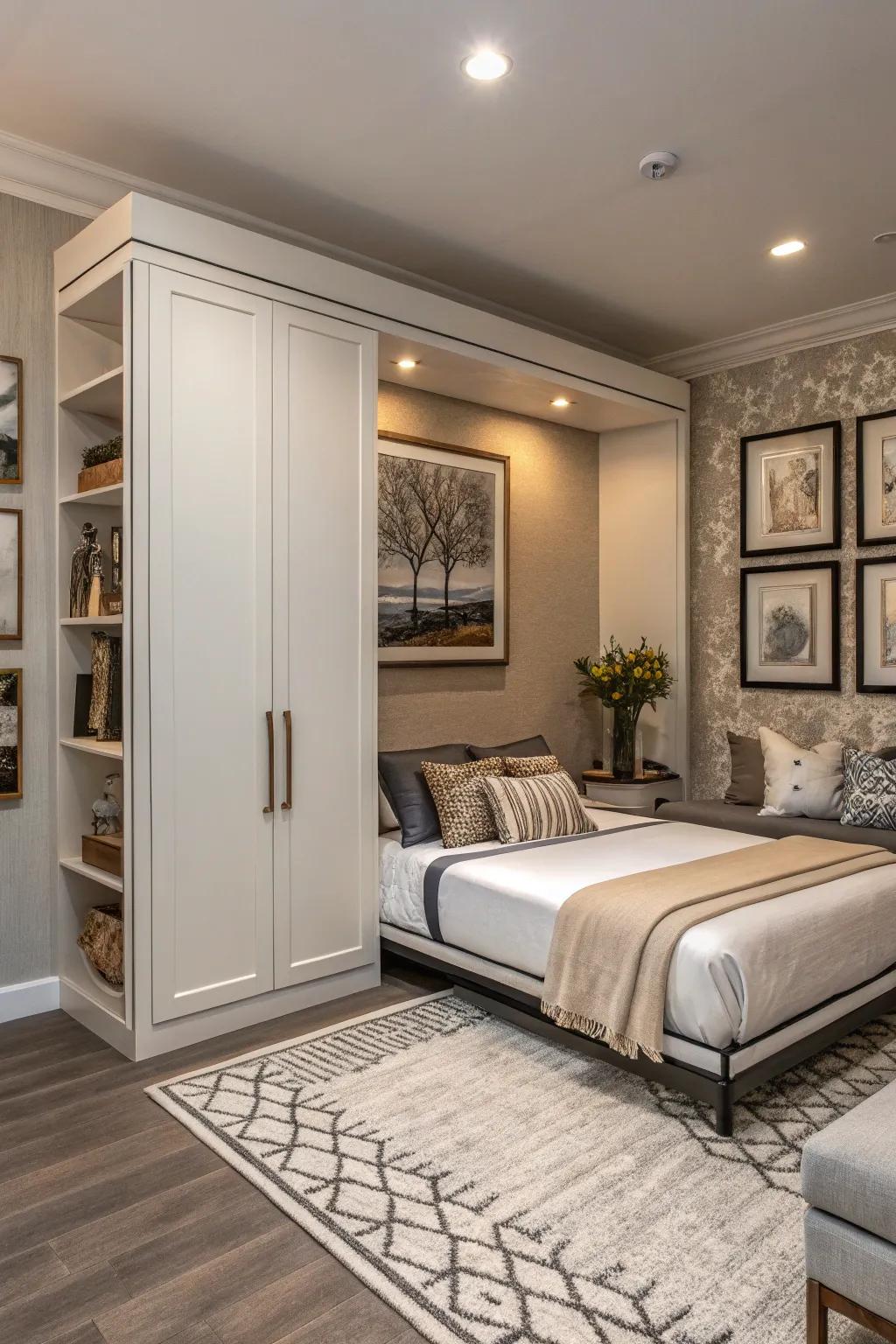 A Murphy bed combining style and practicality, ideal for homes where space is limited.