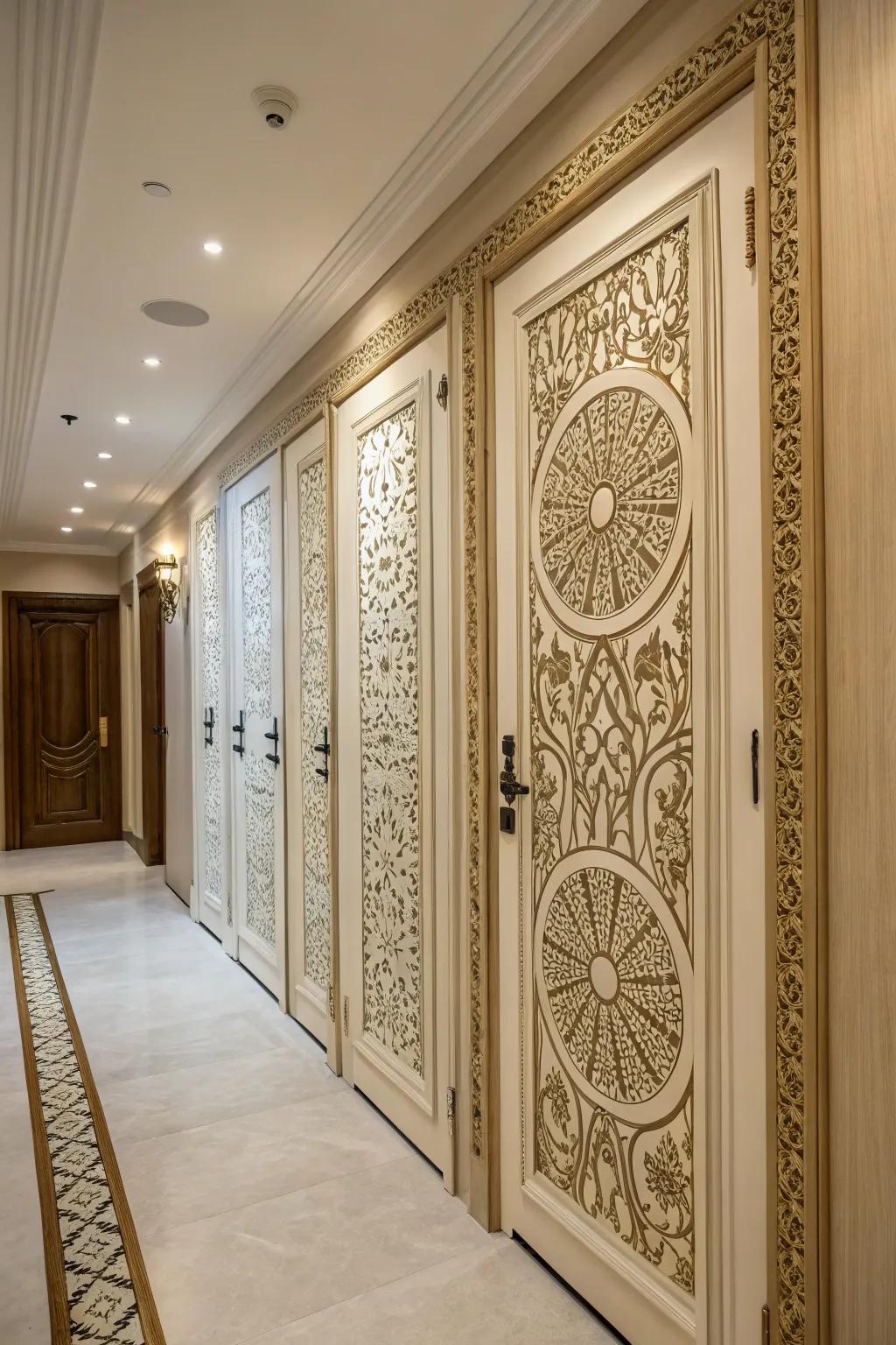 Transform your closet doors into artistic displays with decorative panels.