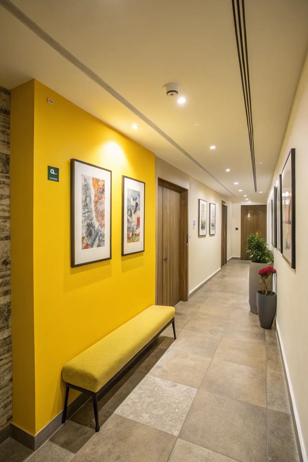 A radiant feature wall can easily bring delight and vibrancy to any hallway.