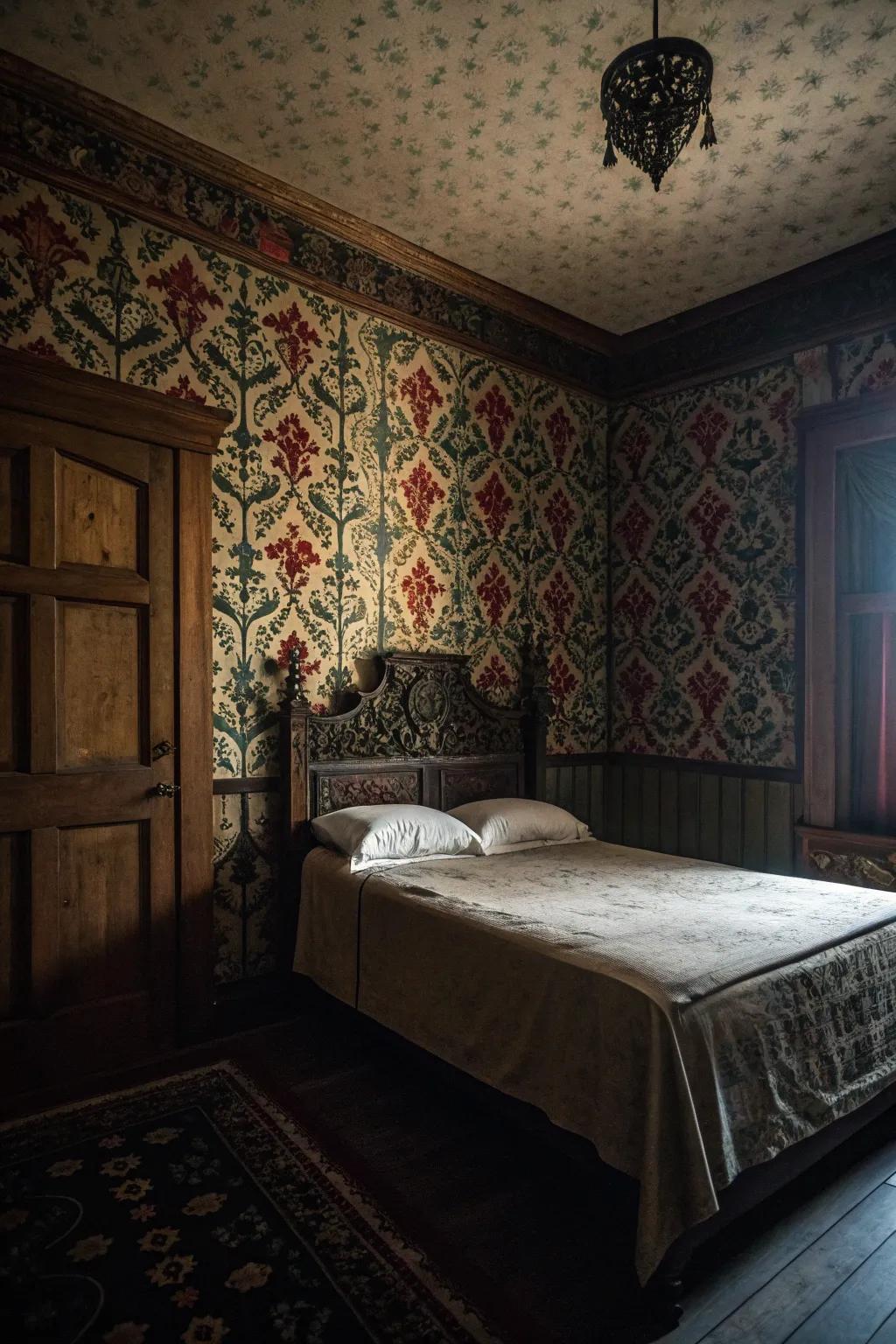 Complex patterned wall covering styles bring a hint of classic style.